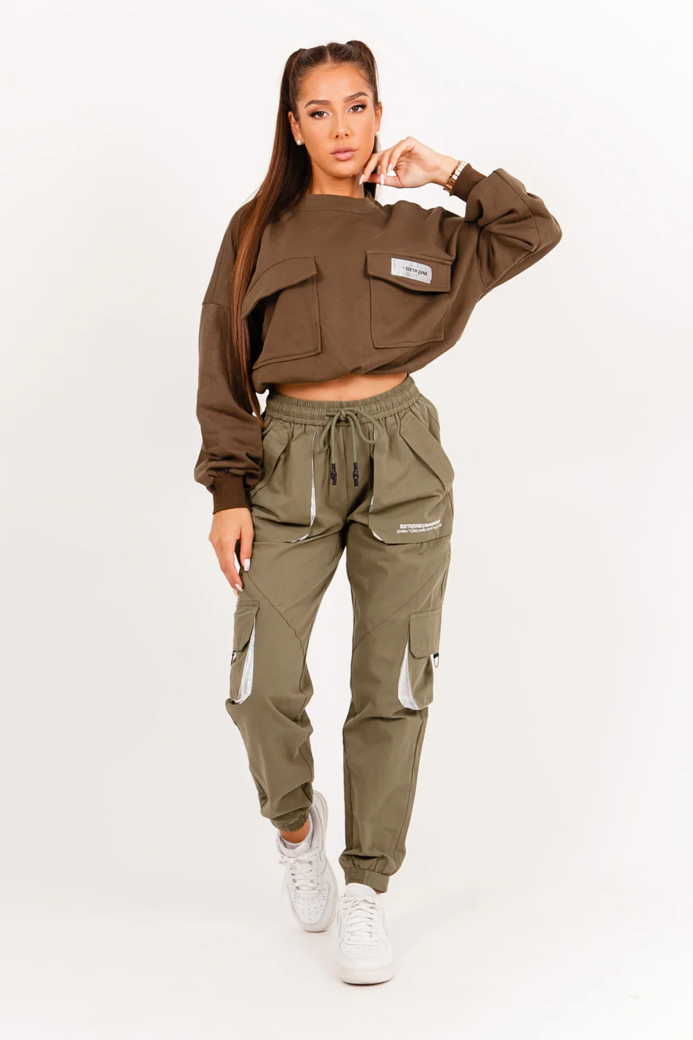 Logo patch sweatshirt kaki - Image 5