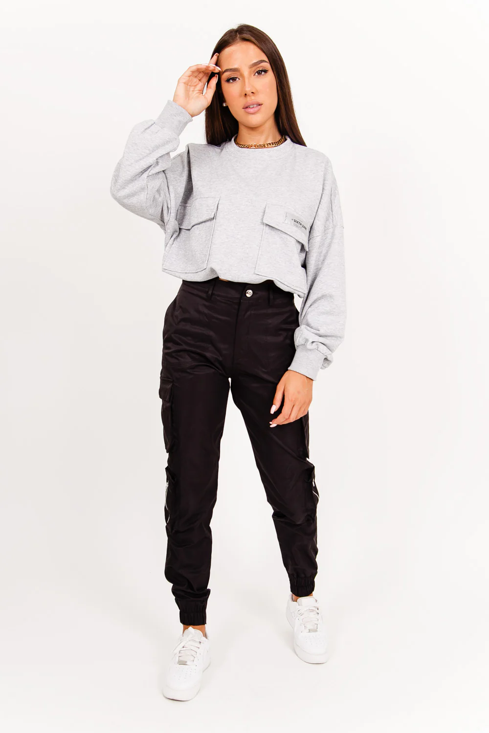 Logo patch sweatshirt gris - Image 6
