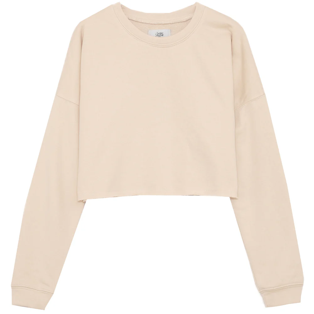 Sweat-shirt court imprimé logo beige - Image 6