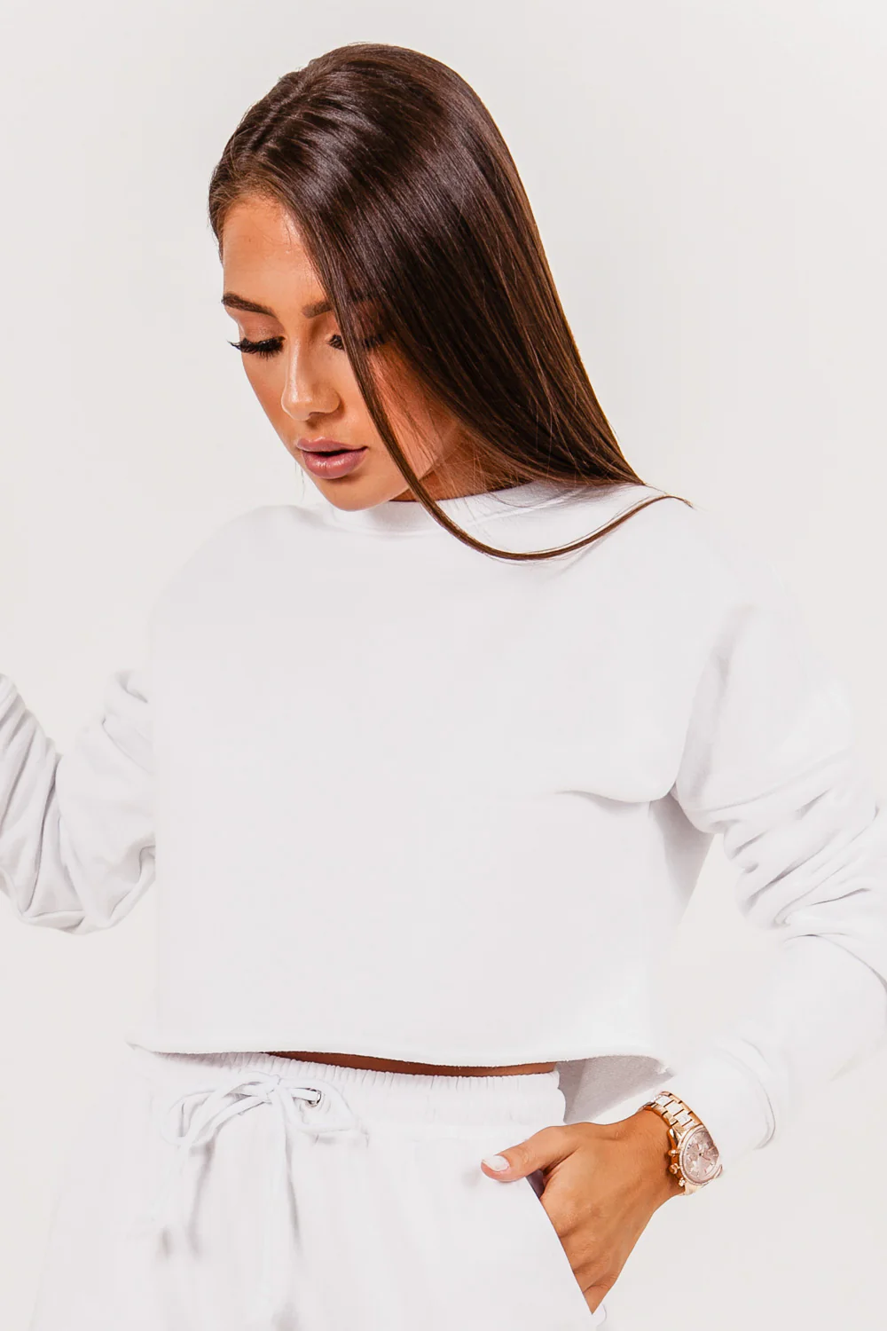Sweatshirt court imprimé logo blanc - Image 3