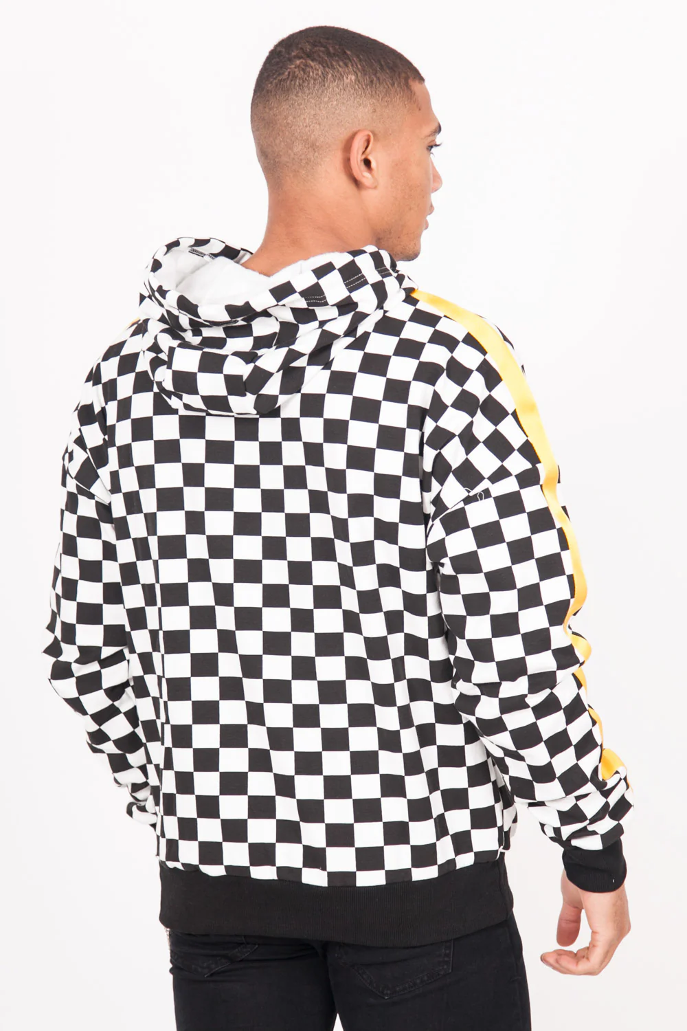 Sweatshirt damiers bandes noir blanc - Image 2
