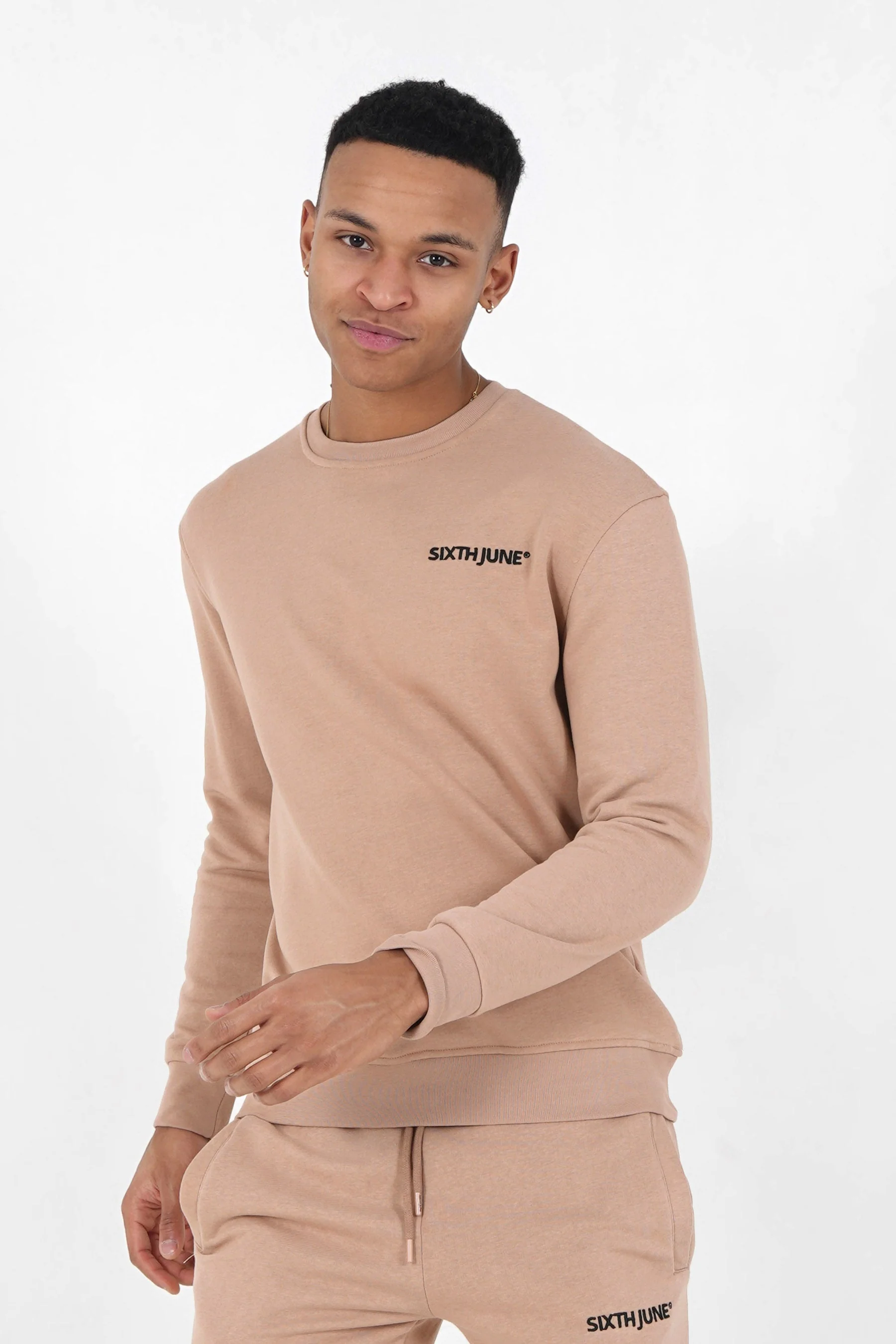 Jogging + sweat logo brodé Beige - Image 3