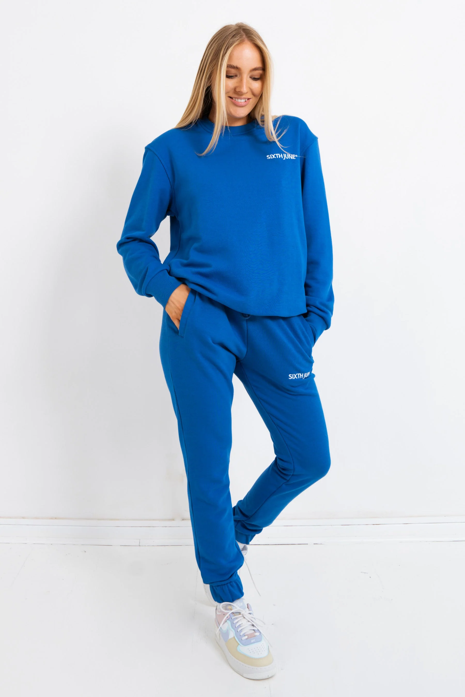 Jogging + sweat logo brodé Bleu foncé - Image 6