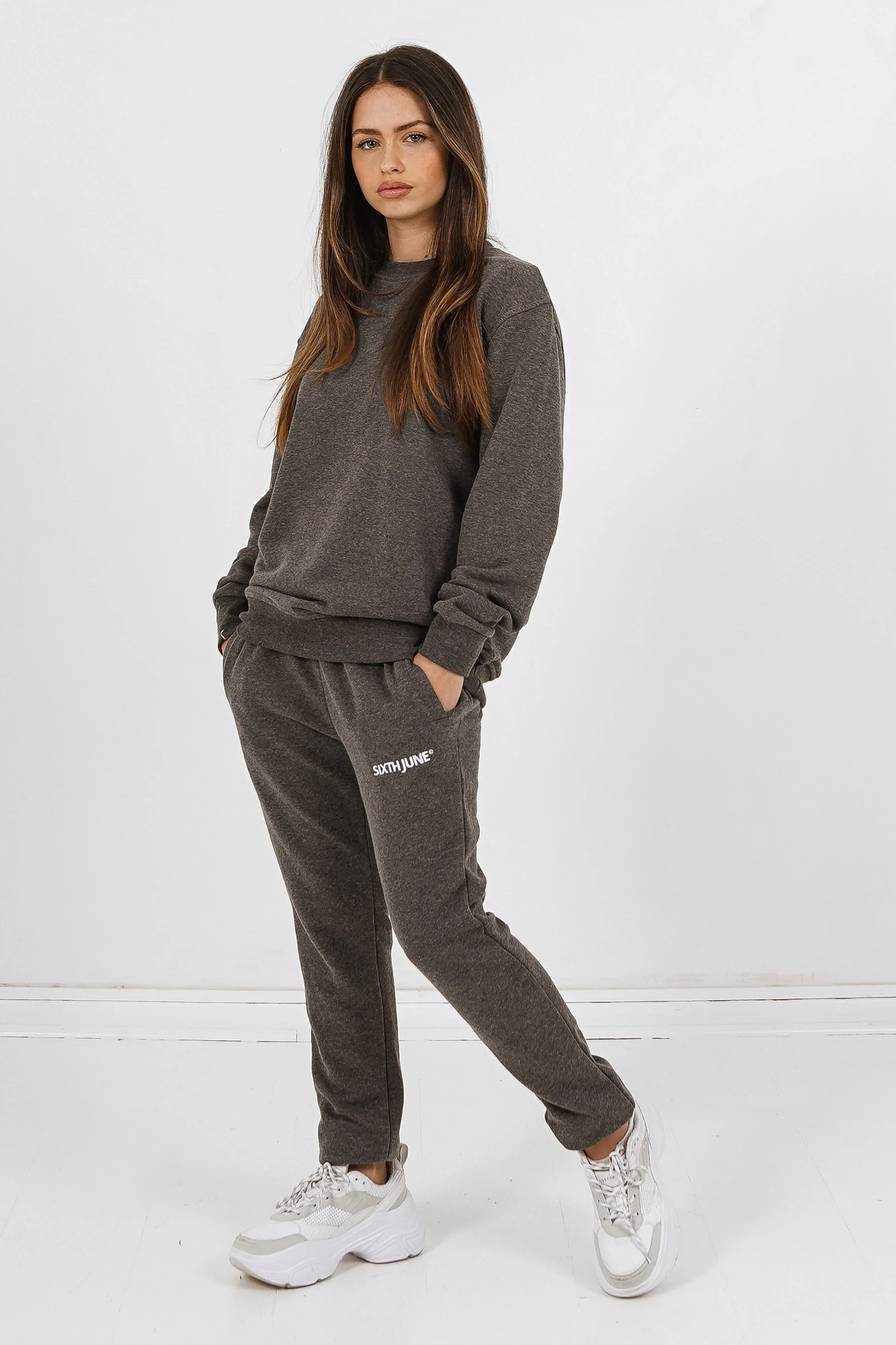 Jogging + sweat logo brodé Gris foncé - Image 6
