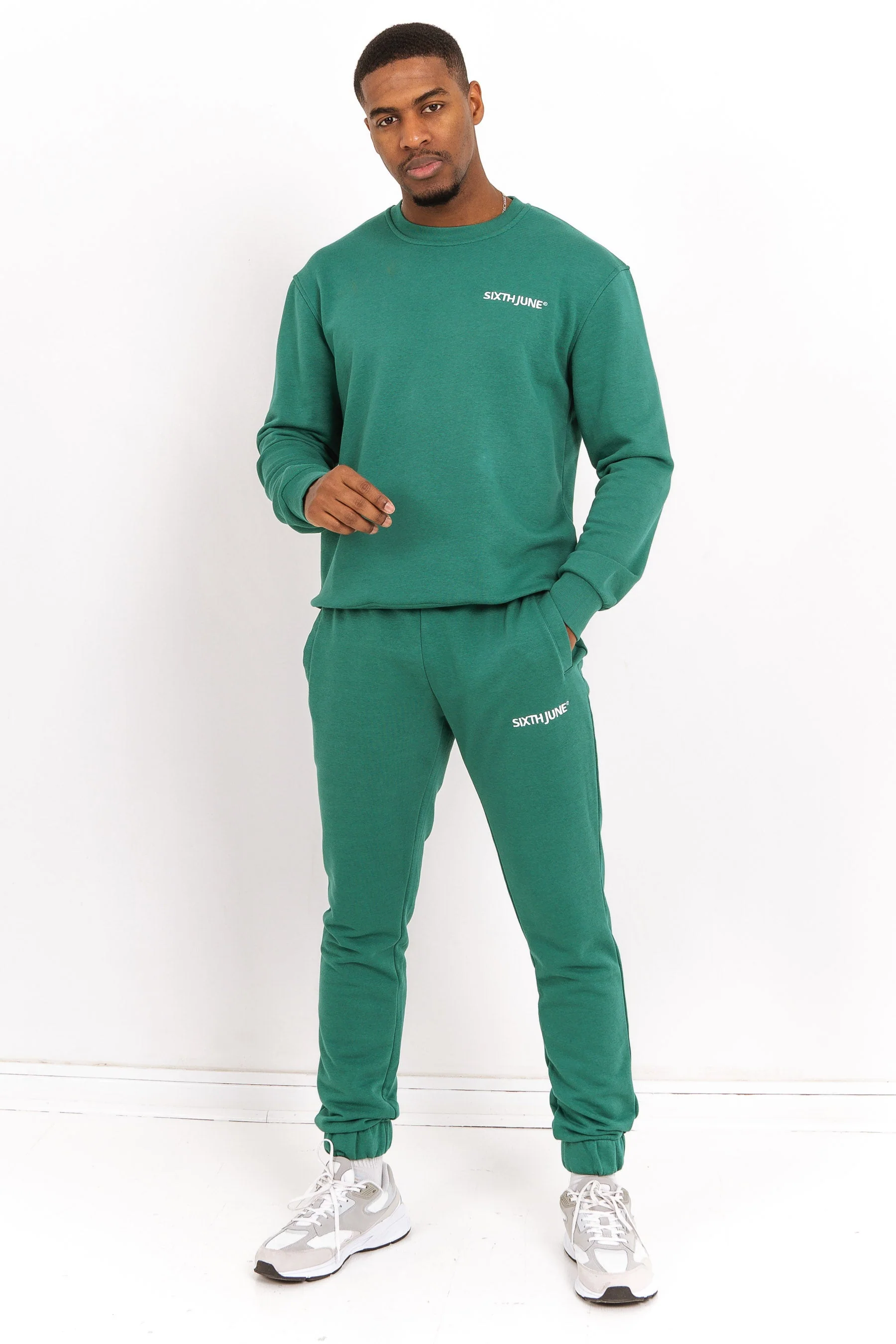 Jogging + sweat logo brodé Vert foncé - Image 2