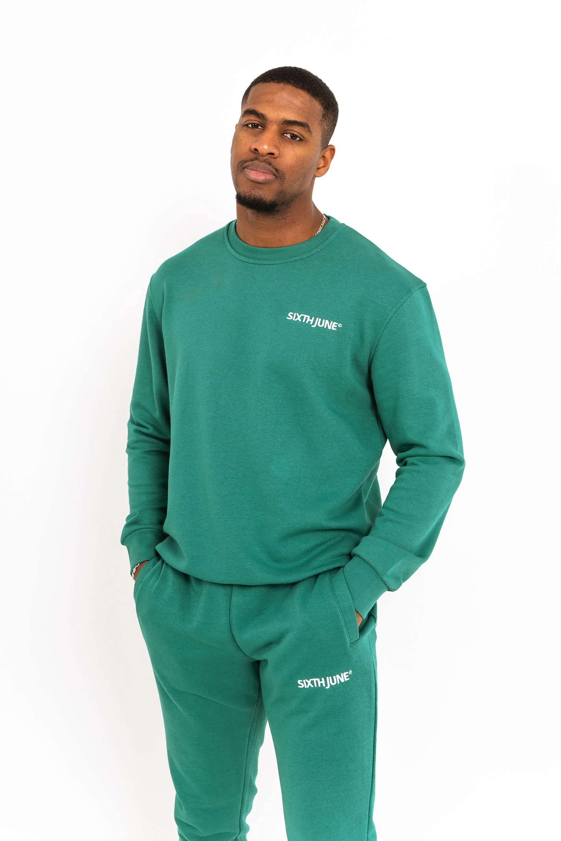 Jogging + sweat logo brodé Vert foncé - Image 3