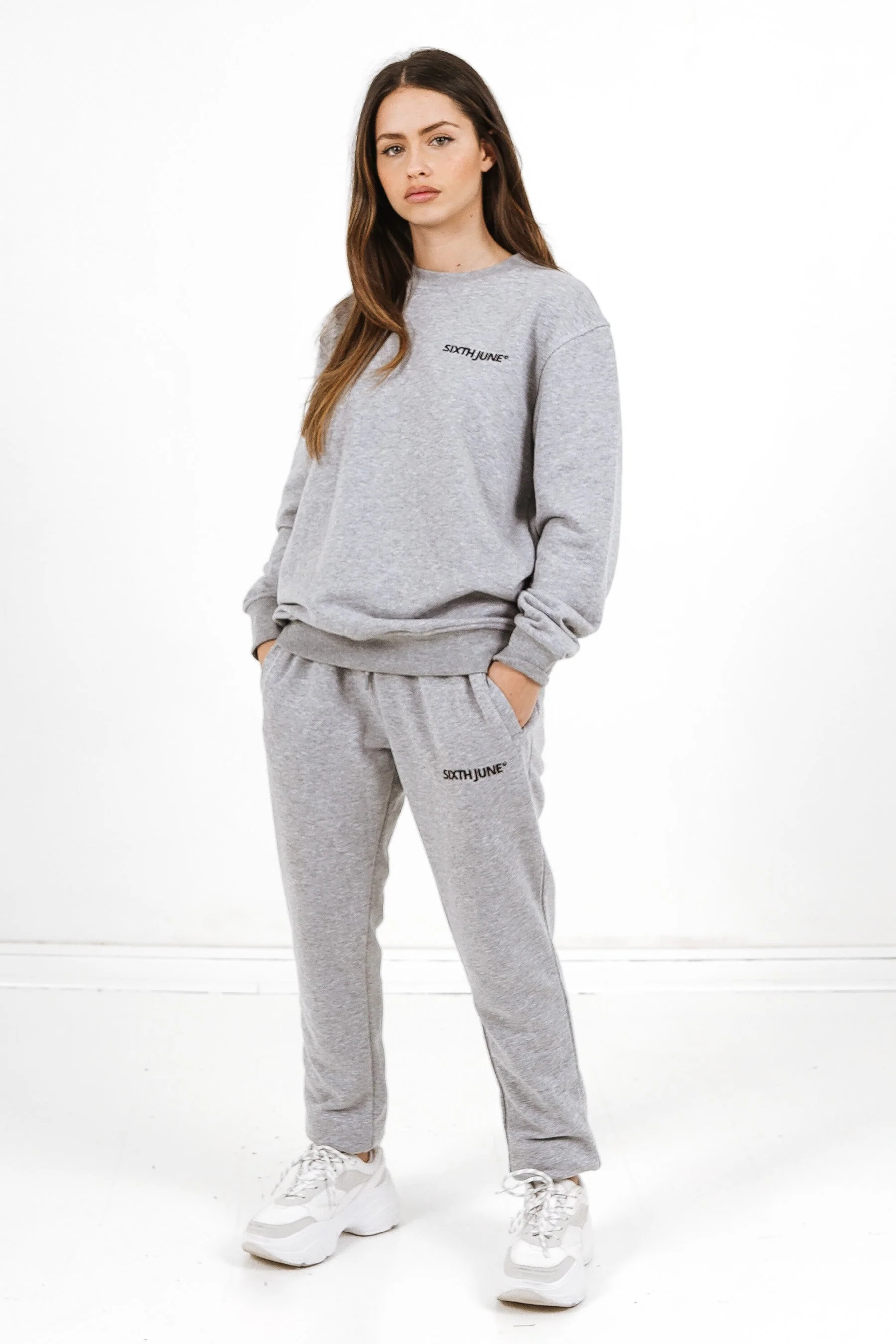 Jogging + sweat logo brodé Gris - Image 6