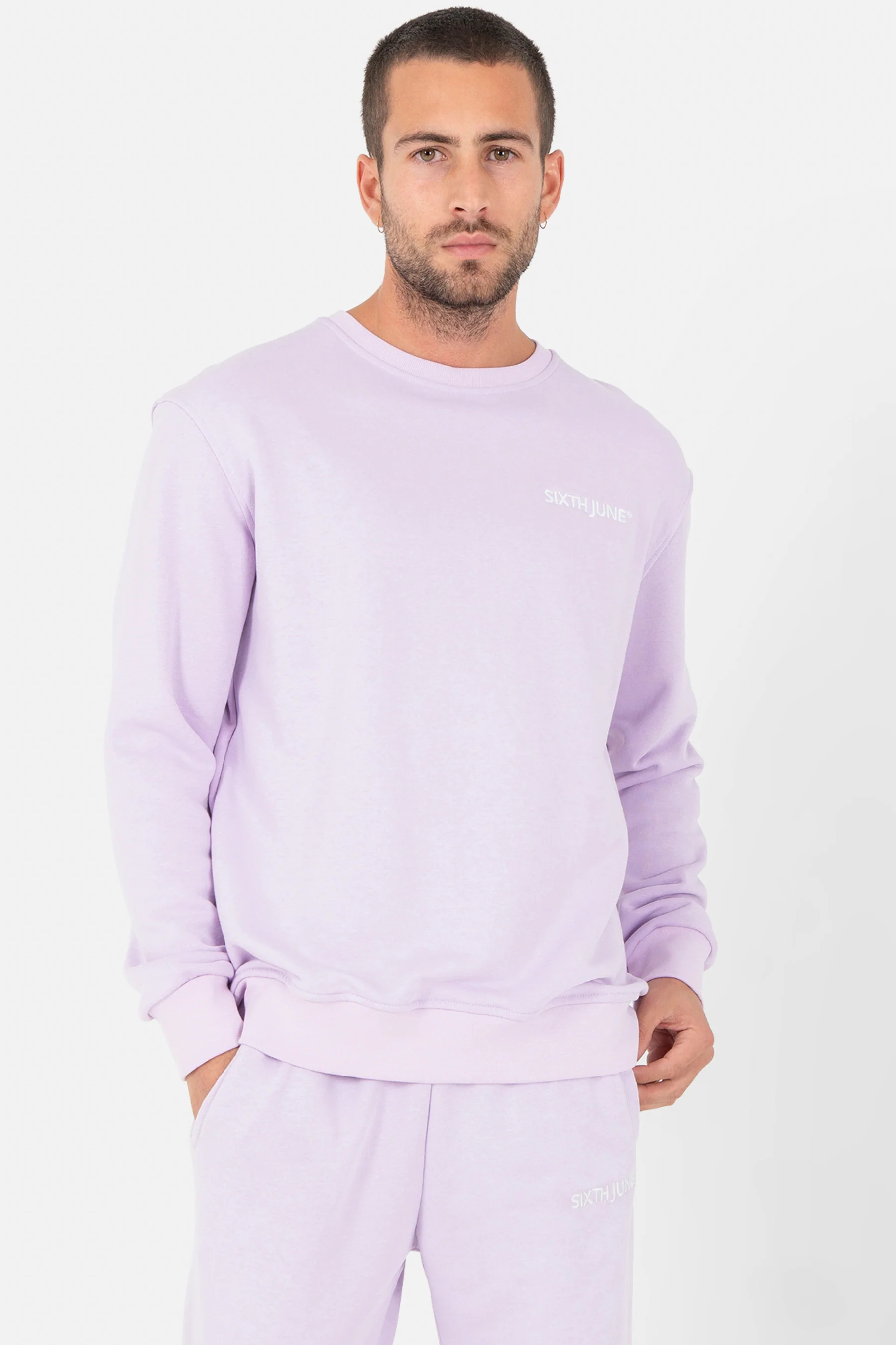 Jogging + sweat logo brodé Violet clair - Image 3