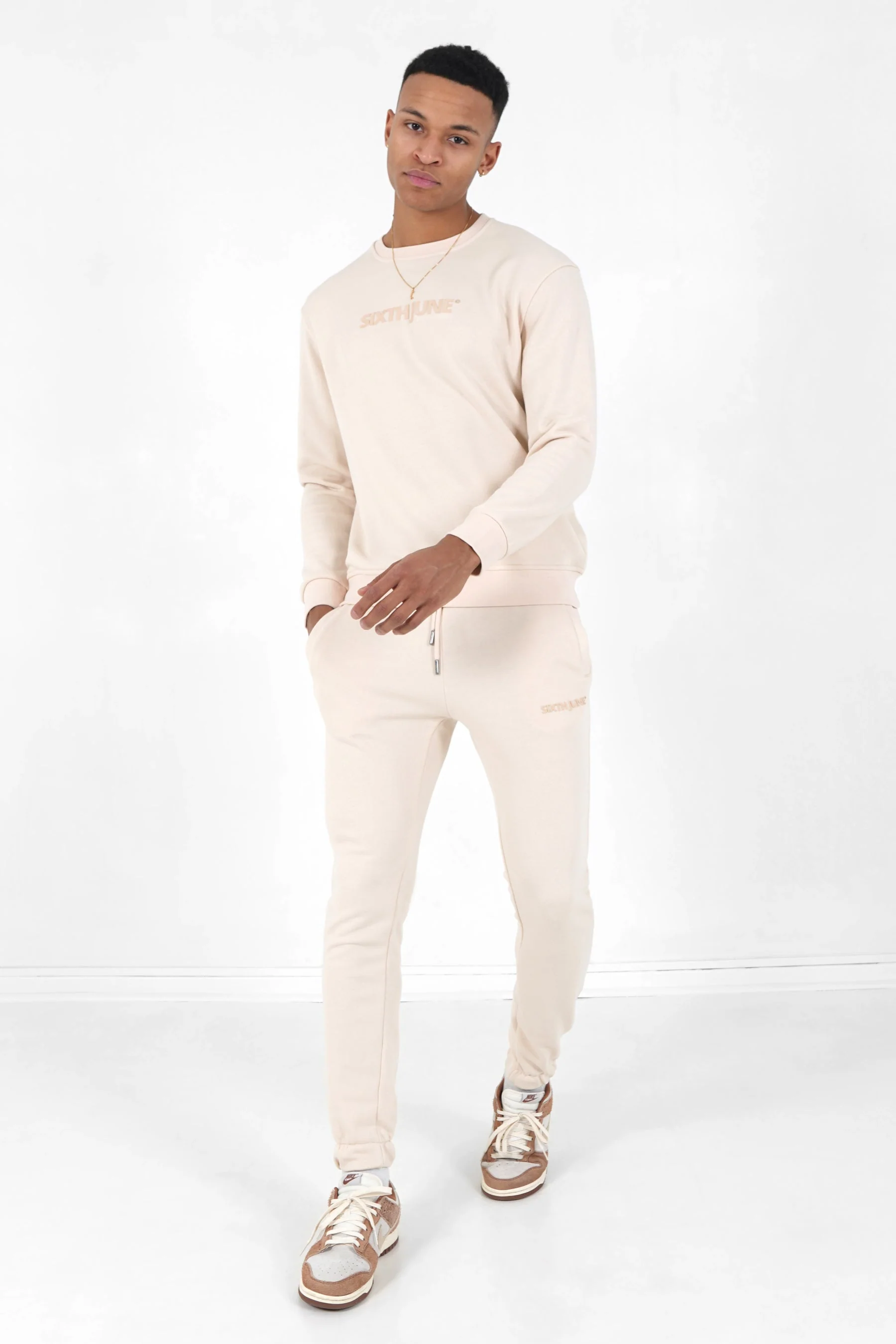 Jogging + sweat logo gommé Beige clair - Image 2