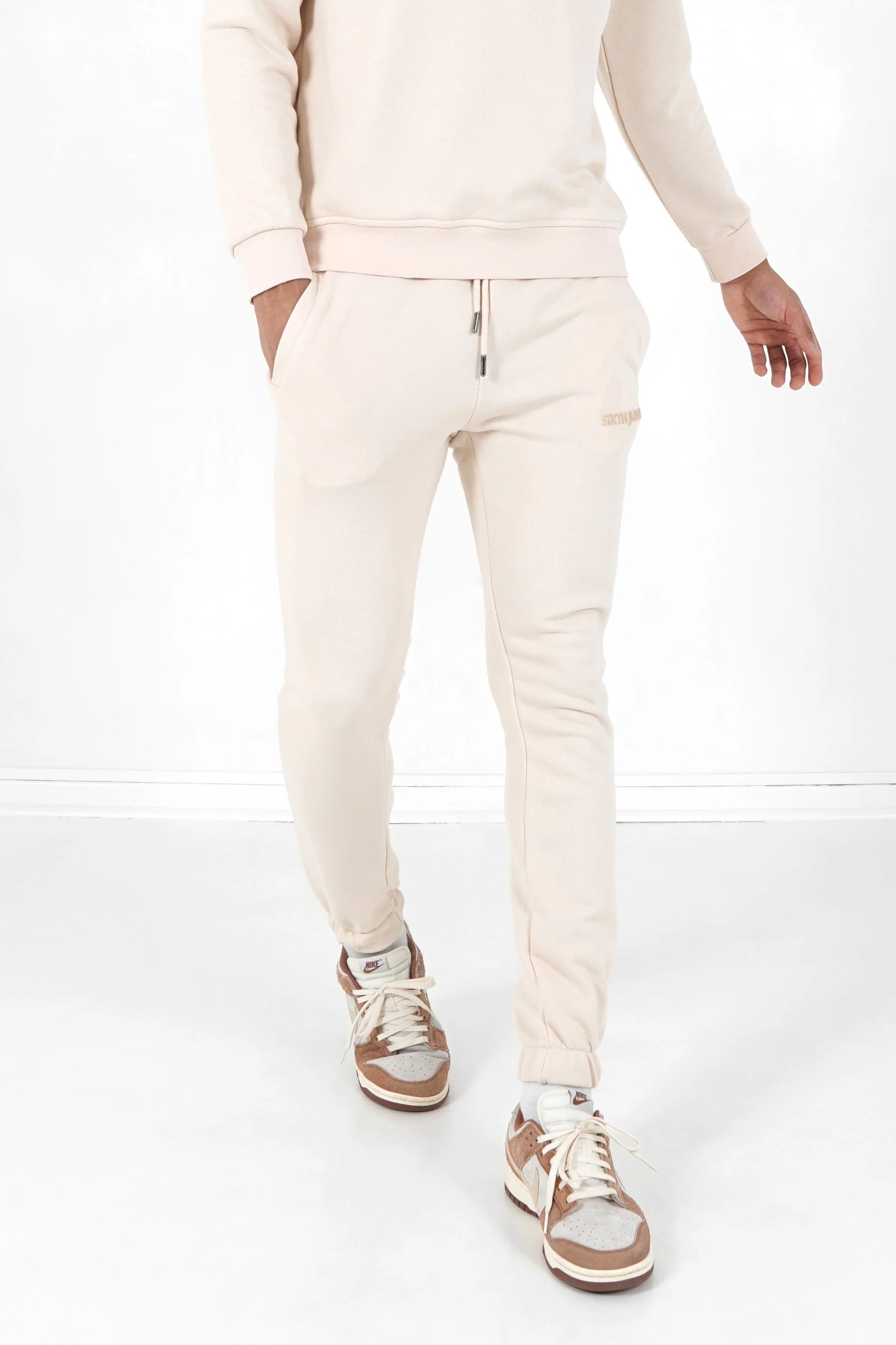 Jogging + sweat logo gommé Beige clair - Image 4