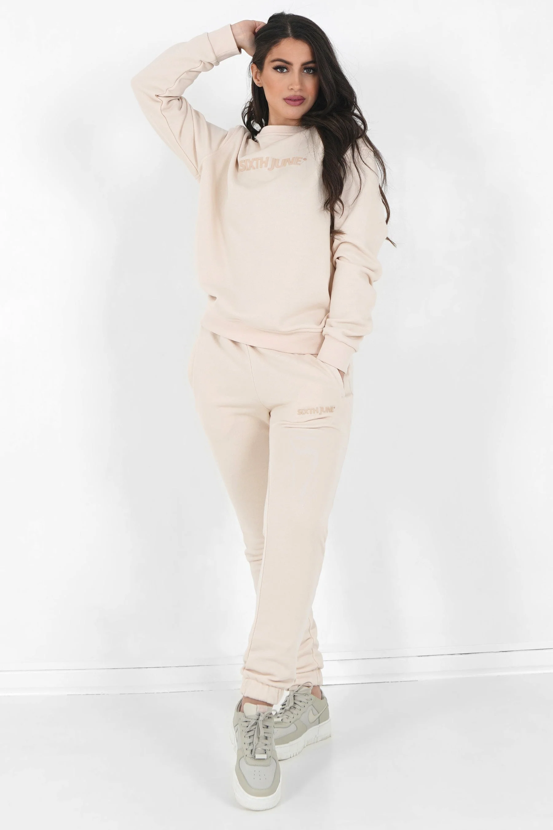 Jogging + sweat logo gommé Beige clair - Image 6