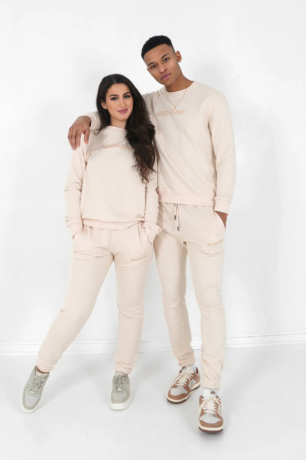 Jogging + sweat logo gommé Beige clair - Image 7