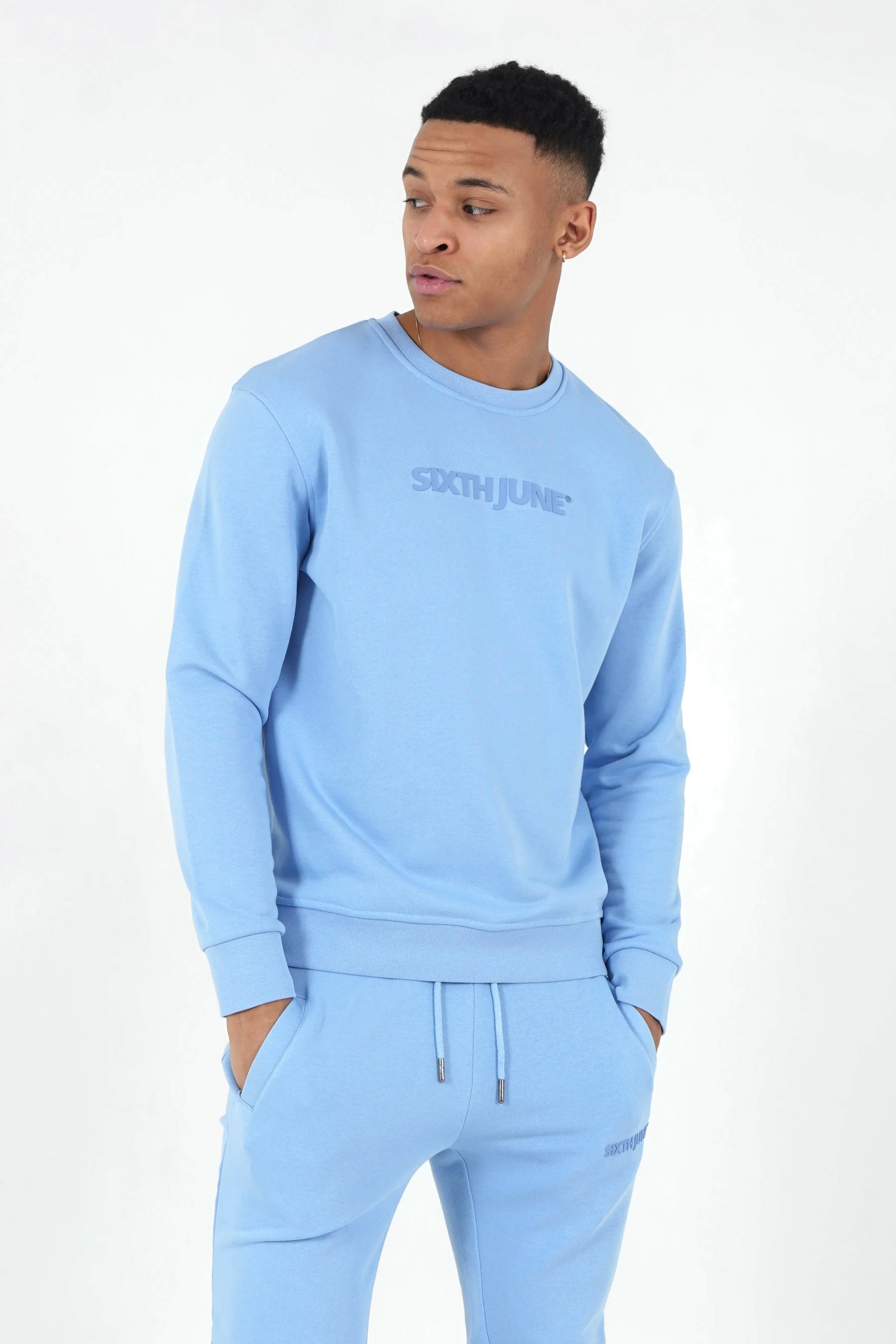 Jogging + sweat logo gommé Bleu clair - Image 3