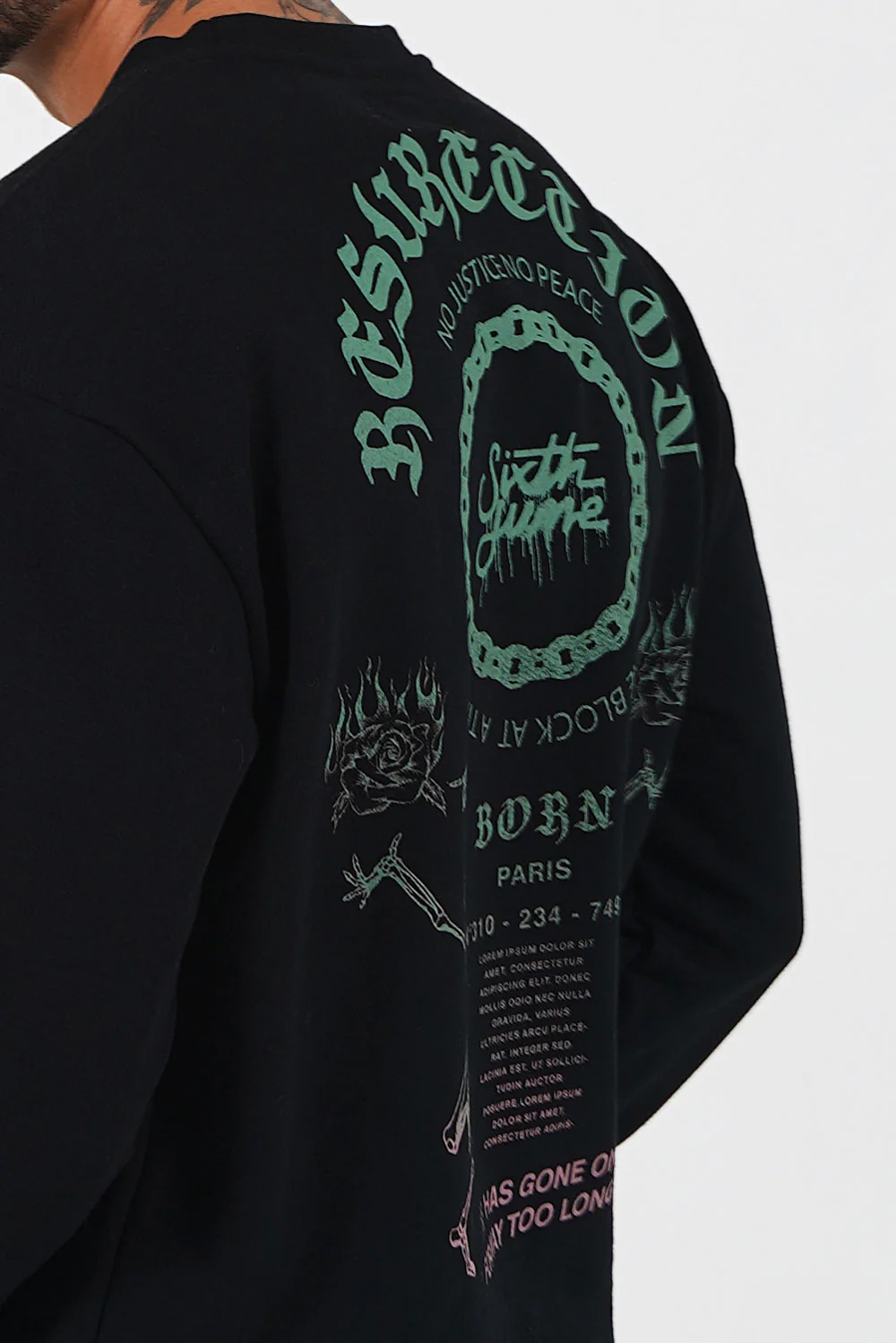 Sweatshirt gothique bicolore Noir - Image 3