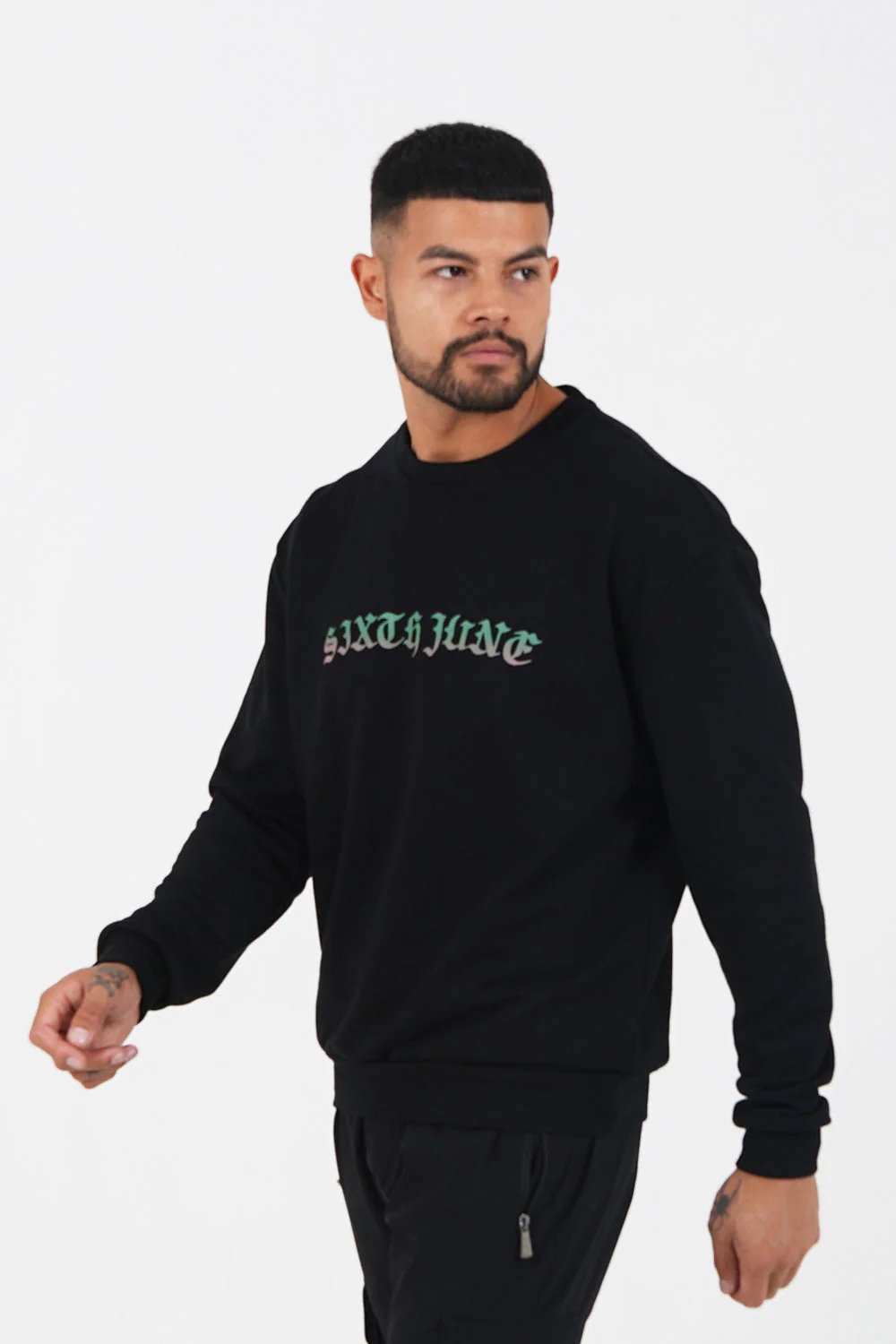 Sweatshirt gothique bicolore Noir - Image 4