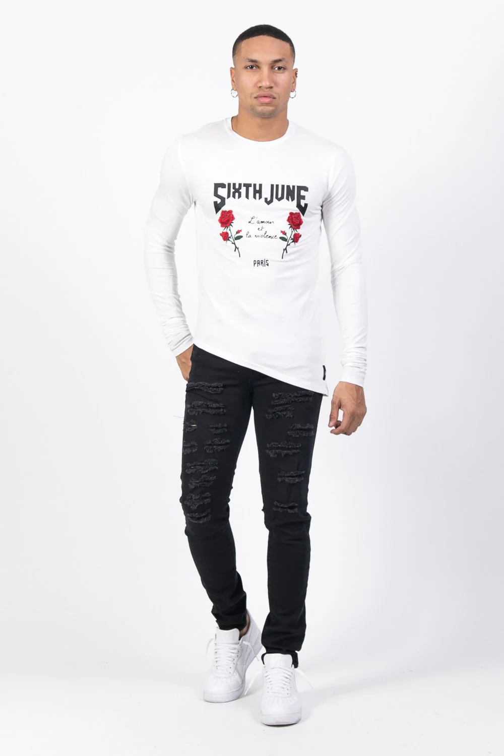 T-shirt amour violence manches longues blanc - Image 2