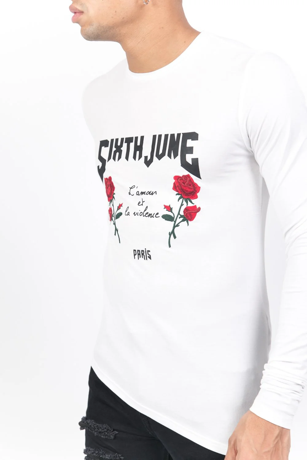 T-shirt amour violence manches longues blanc - Image 3