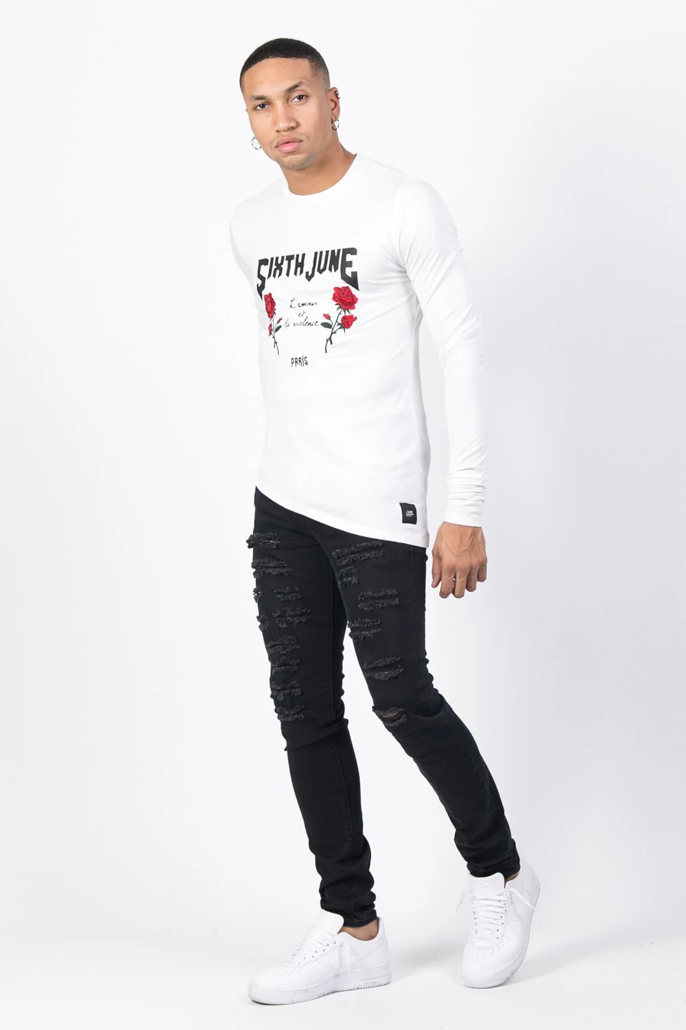 T-shirt amour violence manches longues blanc - Image 4