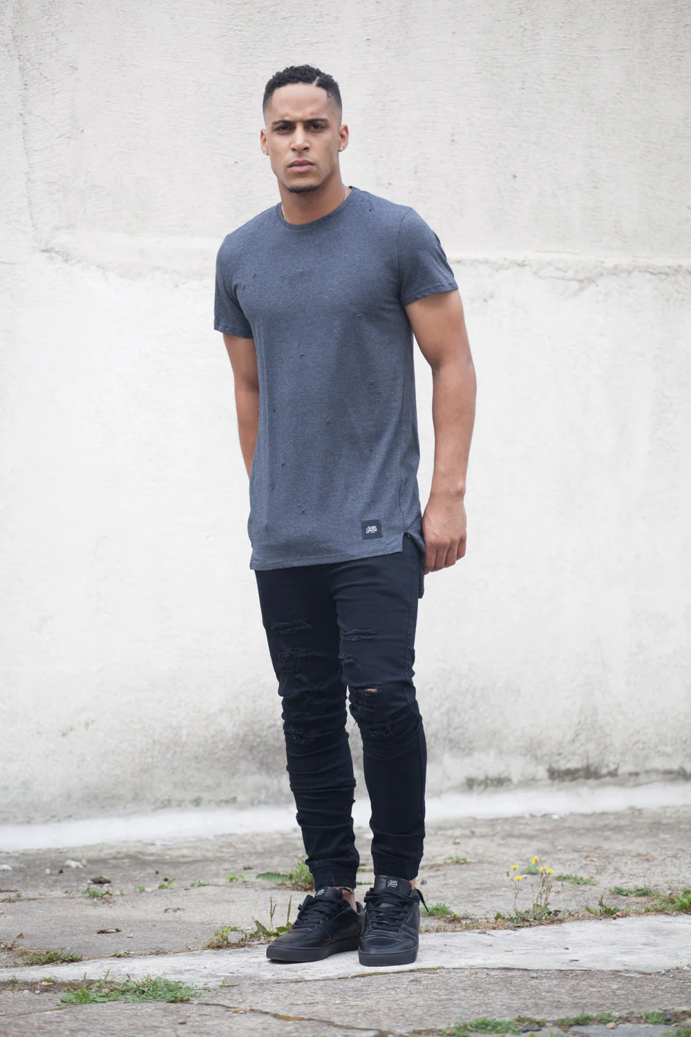 T-shirt asymétrique oversize gris foncé 2131C - Image 2