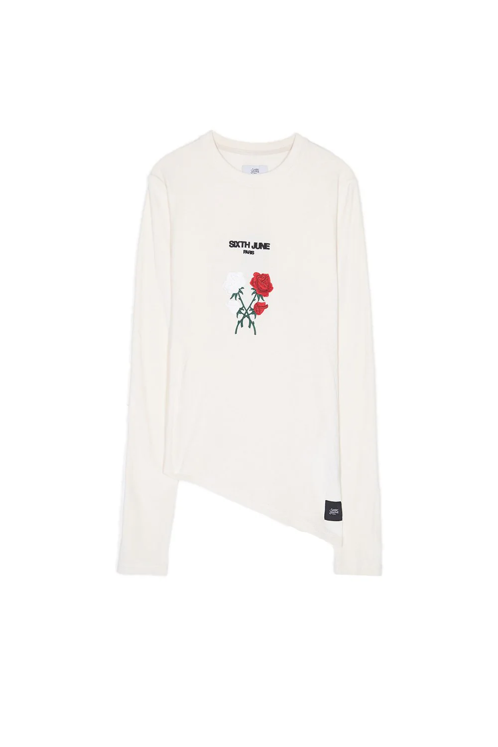 T-shirt asymétrique velours roses blanc - Image 6