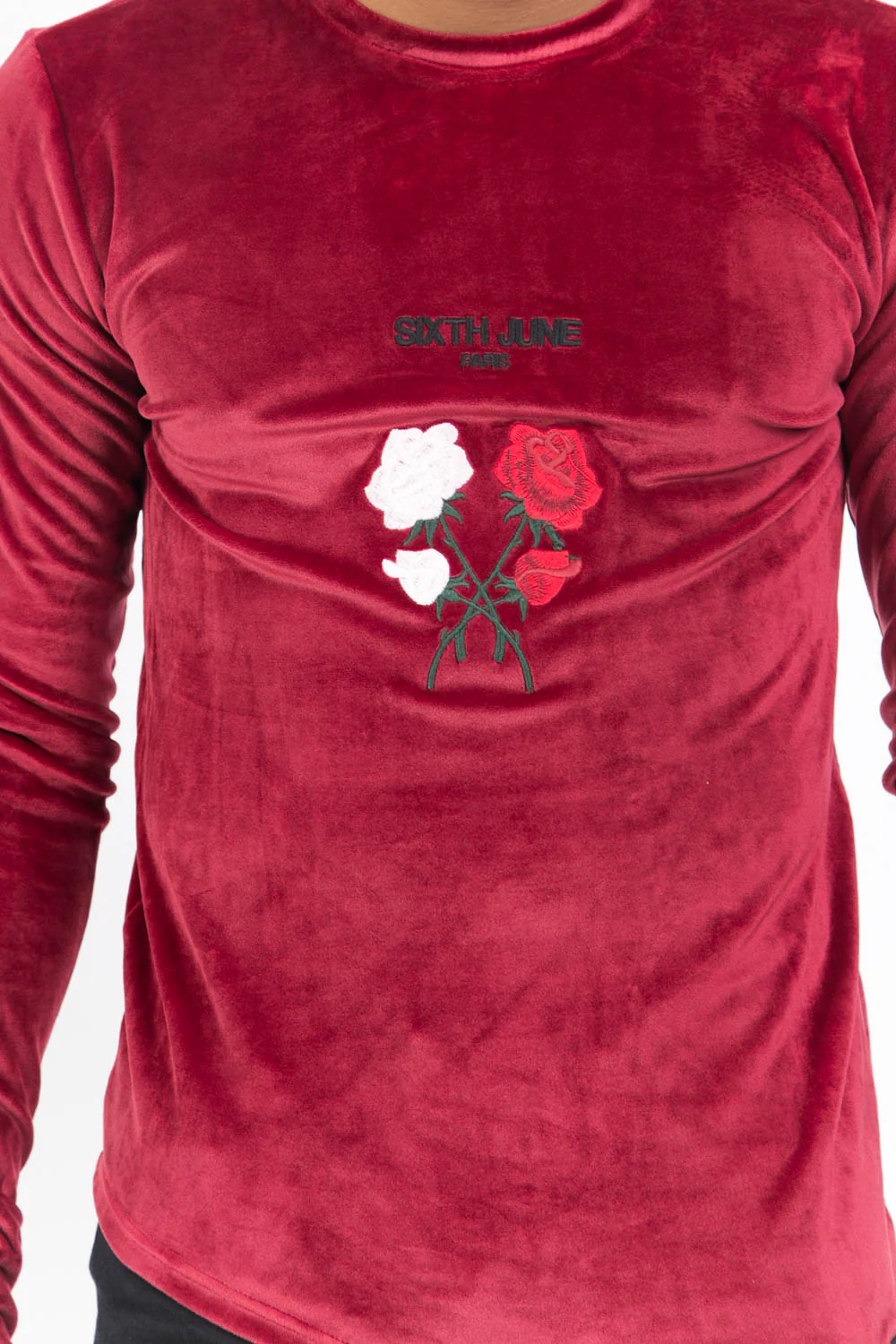 T-shirt asymétrique velours roses bordeaux - Image 3