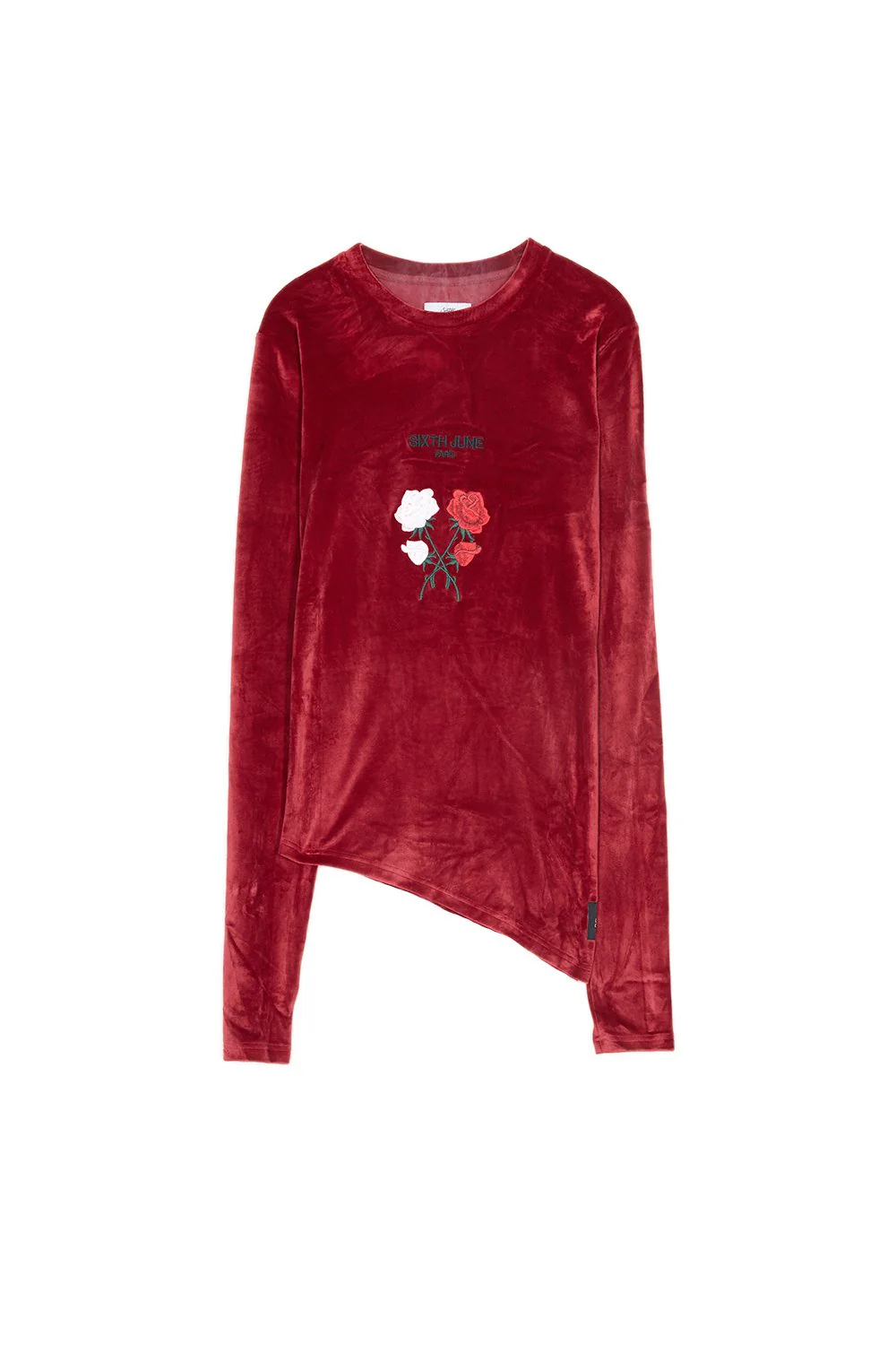 T-shirt asymétrique velours roses bordeaux - Image 6