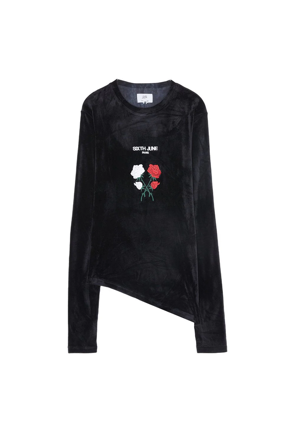 T-shirt asymétrique velours roses noir - Image 6
