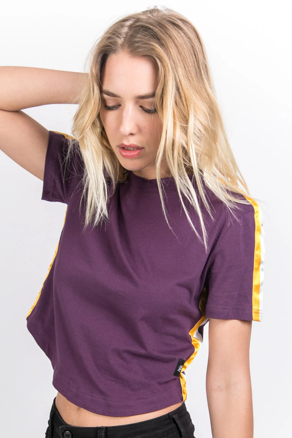 T-shirt bandes bicolores violet - Image 5