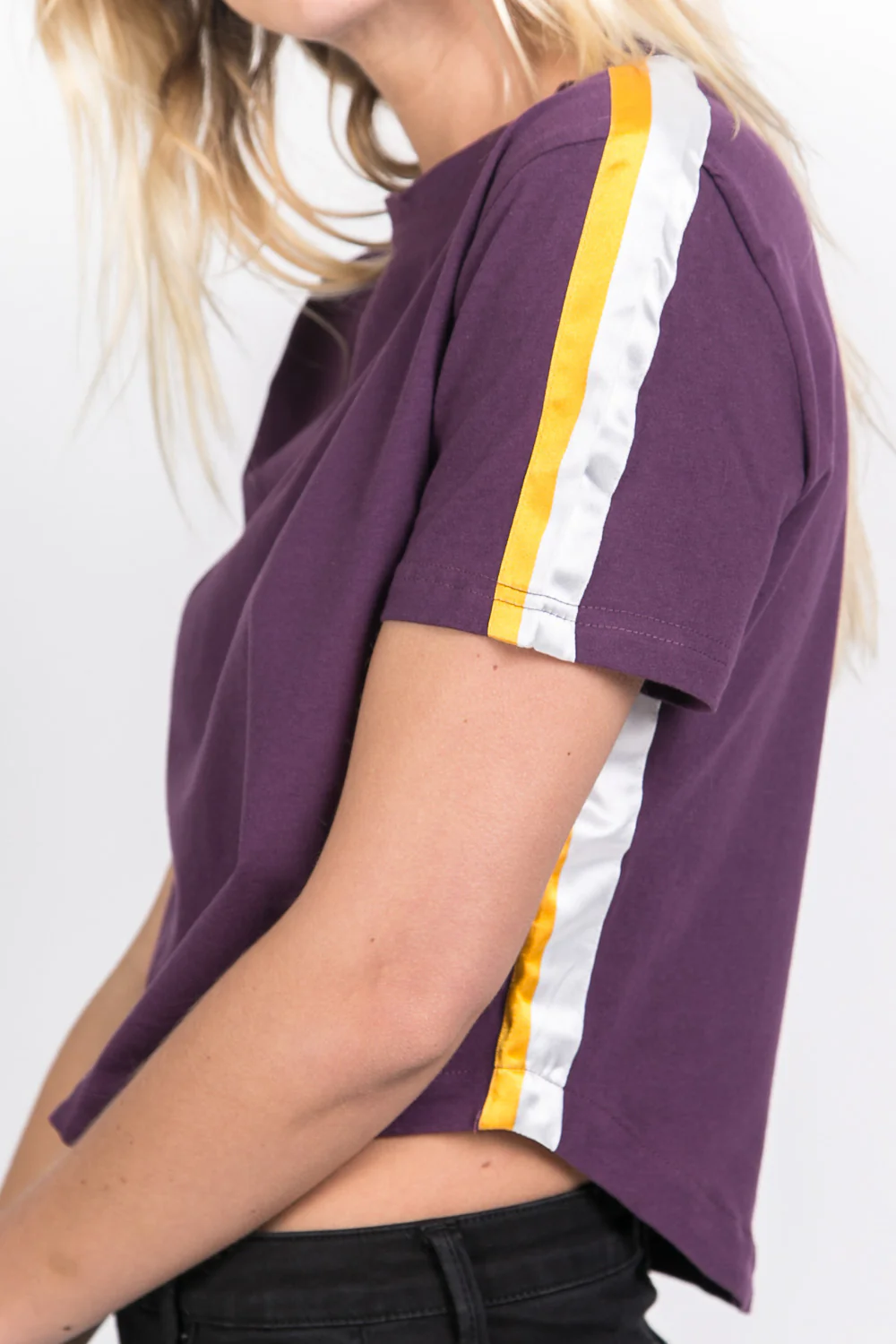 T-shirt bandes bicolores violet - Image 6