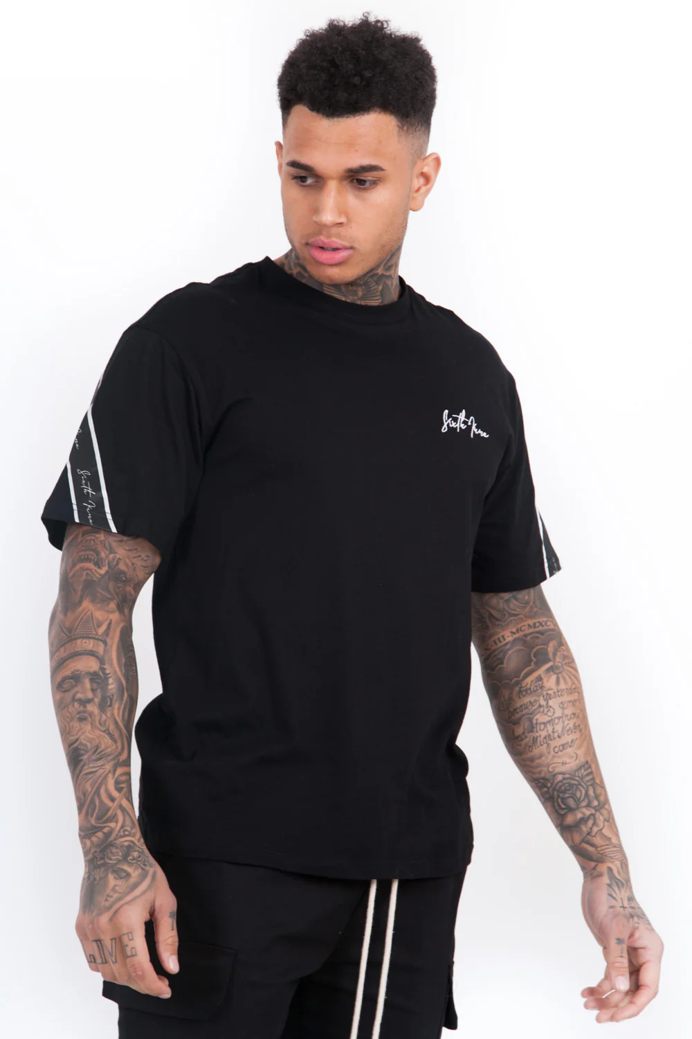 T-Shirt bandes dos noir - Image 2
