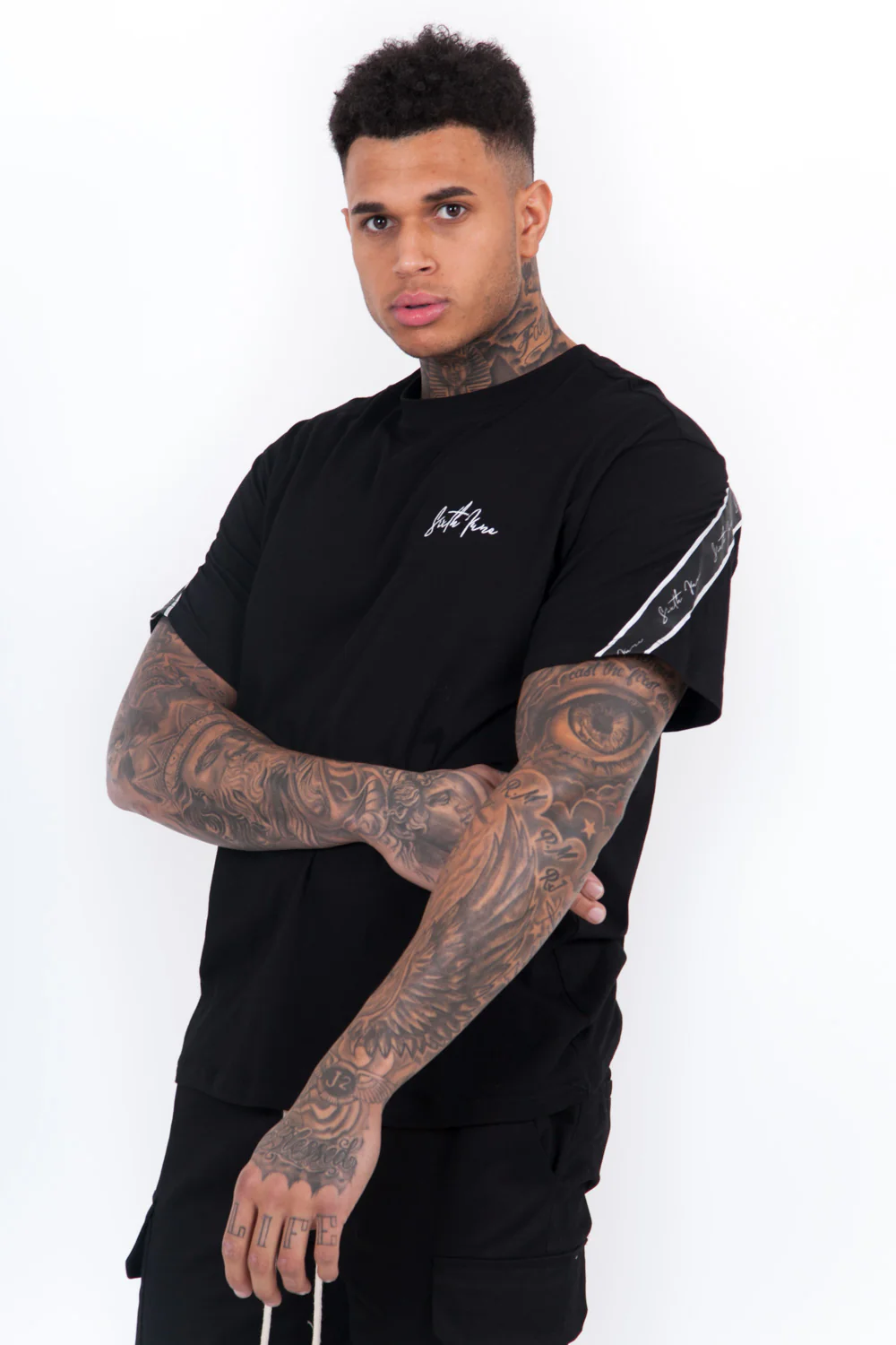 T-Shirt bandes dos noir - Image 3