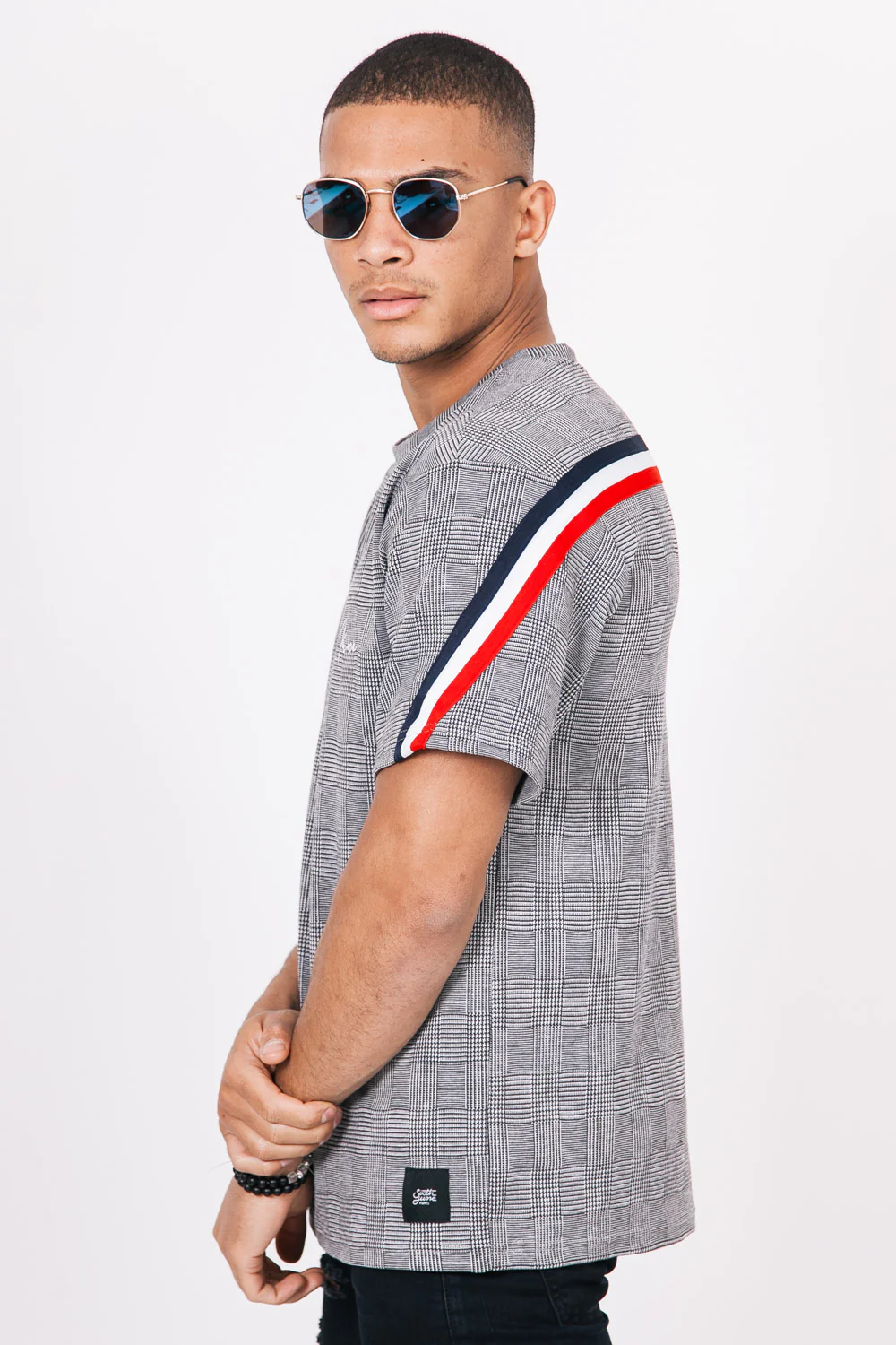 T-Shirt bandes tricolore dos gris - Image 2
