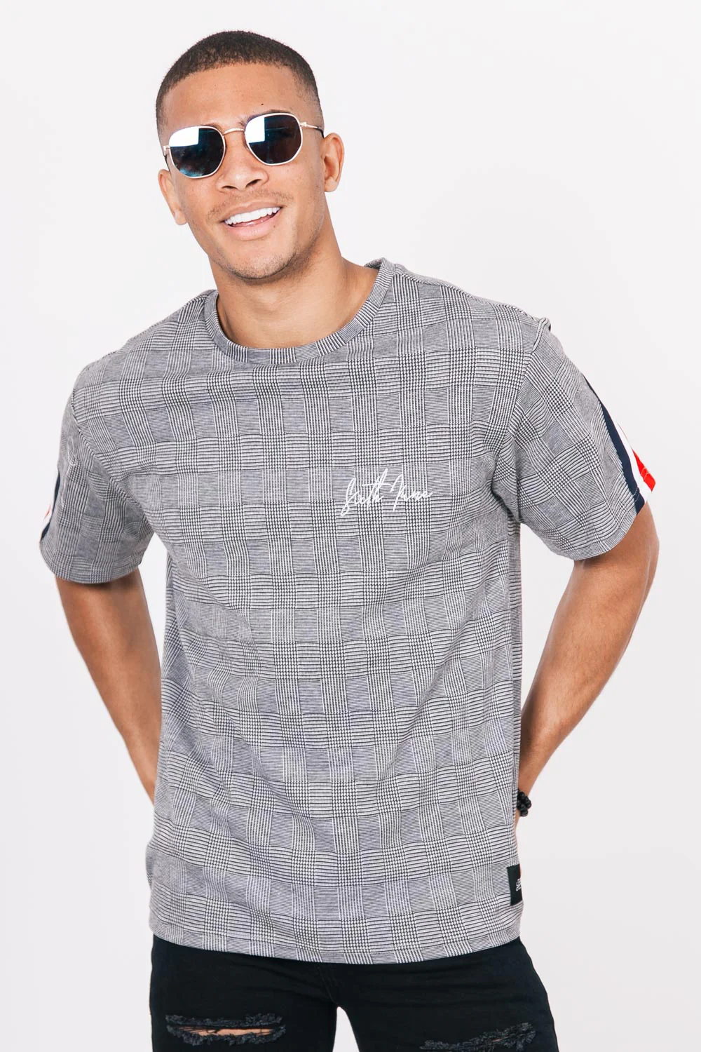 T-Shirt bandes tricolore dos gris - Image 3