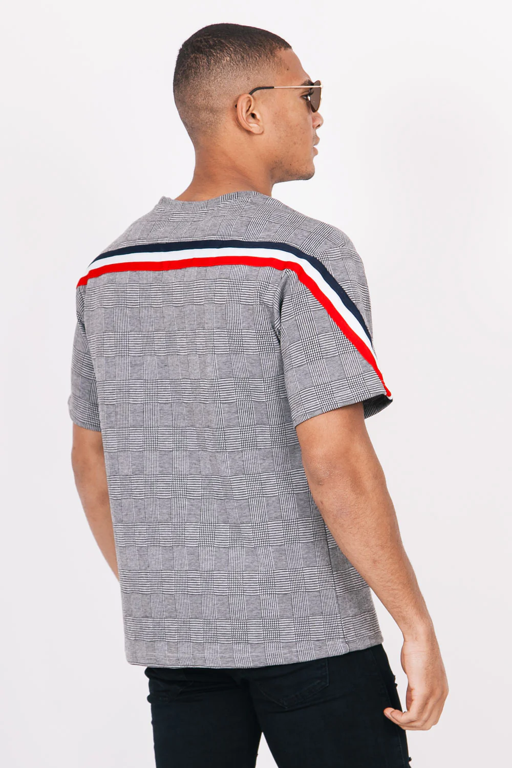 T-Shirt bandes tricolore dos gris - Image 4