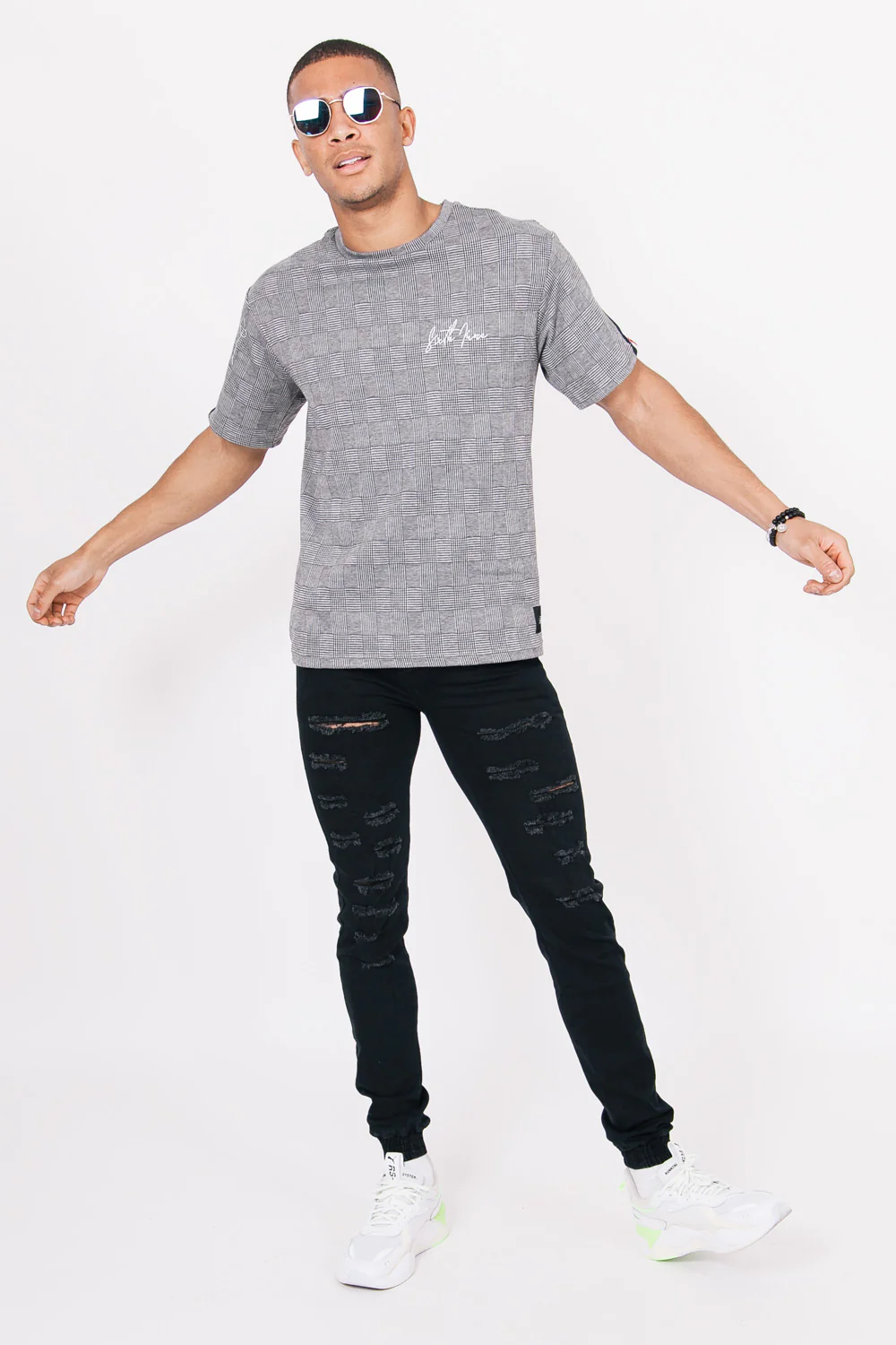T-Shirt bandes tricolore dos gris - Image 5
