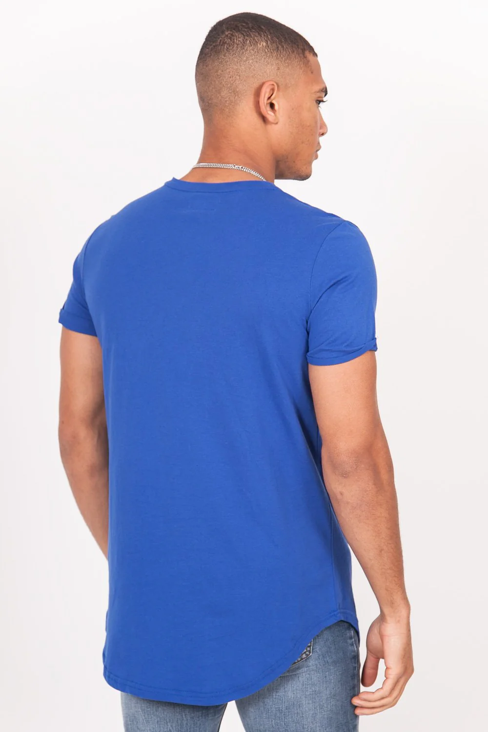 T-shirt bas arrondi Bleu - Image 3
