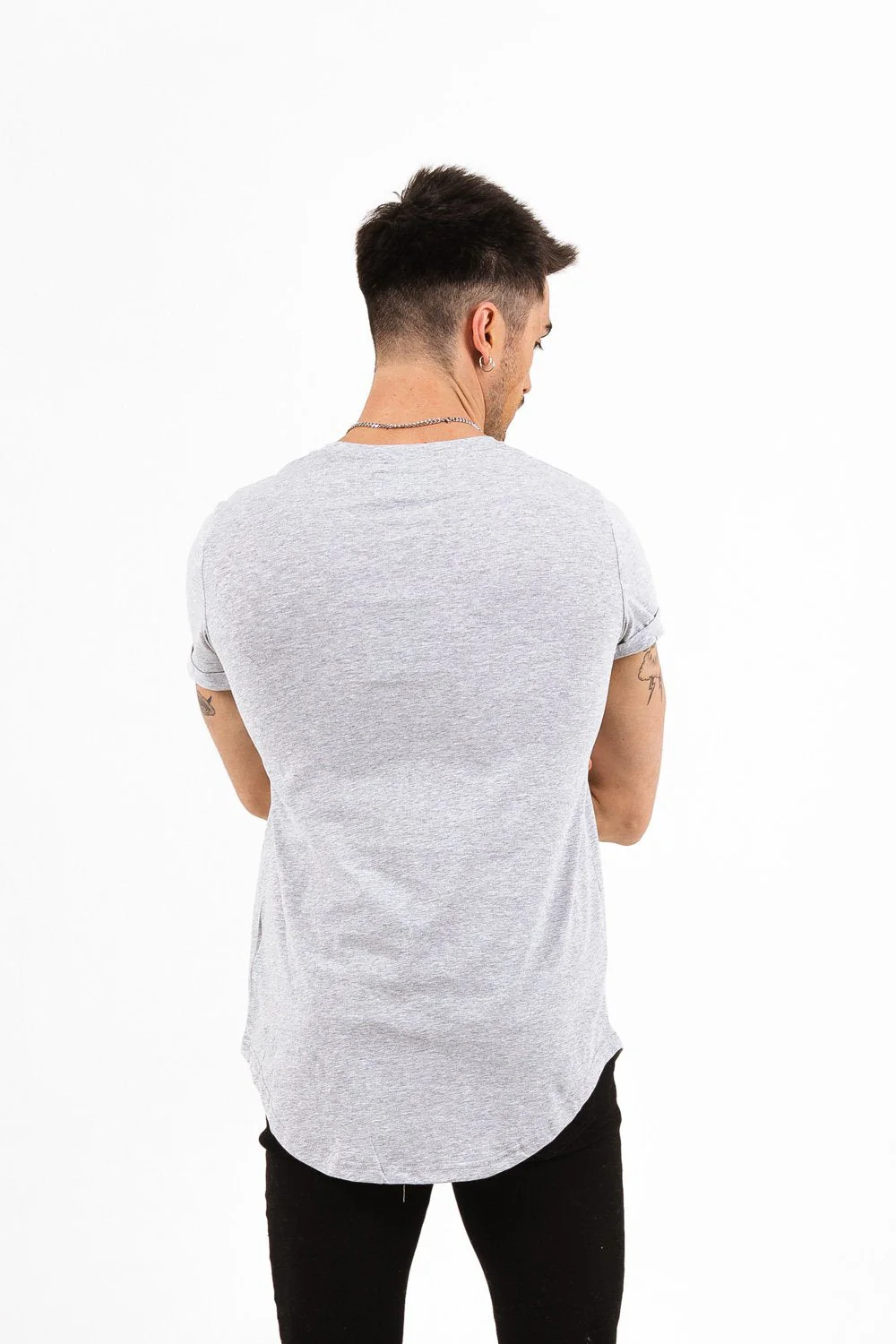 T-shirt bas arrondi Gris clair - Image 4