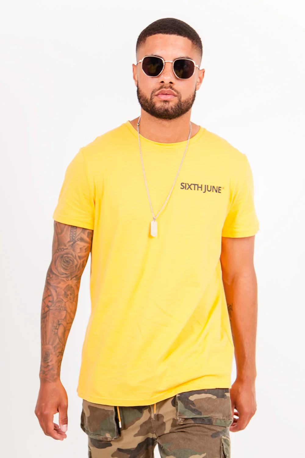 T-shirt imprimé double logo Jaune - Image 2