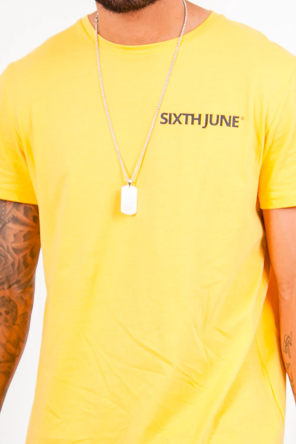 T-shirt imprimé double logo Jaune - Image 3