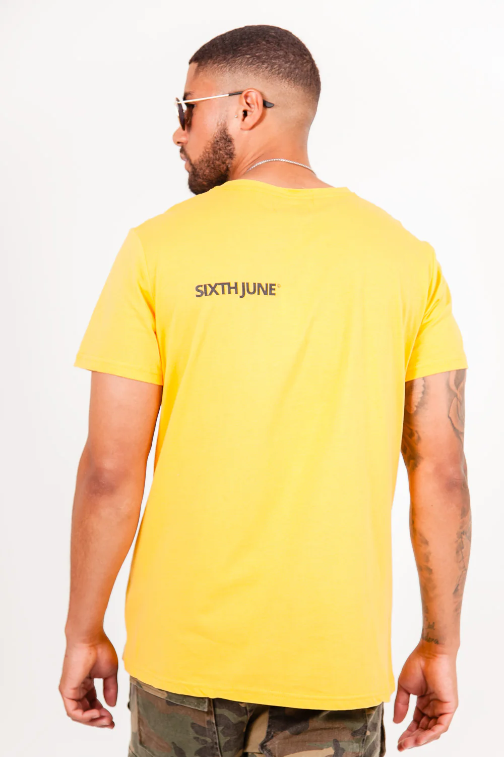 T-shirt imprimé double logo Jaune - Image 5