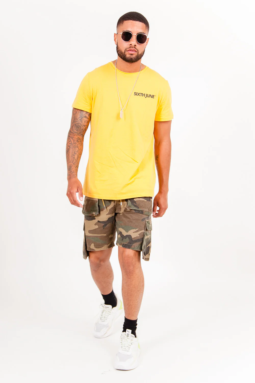 T-shirt imprimé double logo Jaune - Image 6