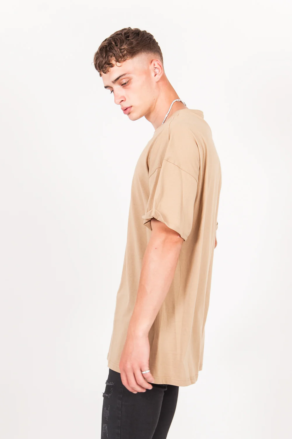 T-shirt épaules tombantes oversize beige M2437VTS - Image 3