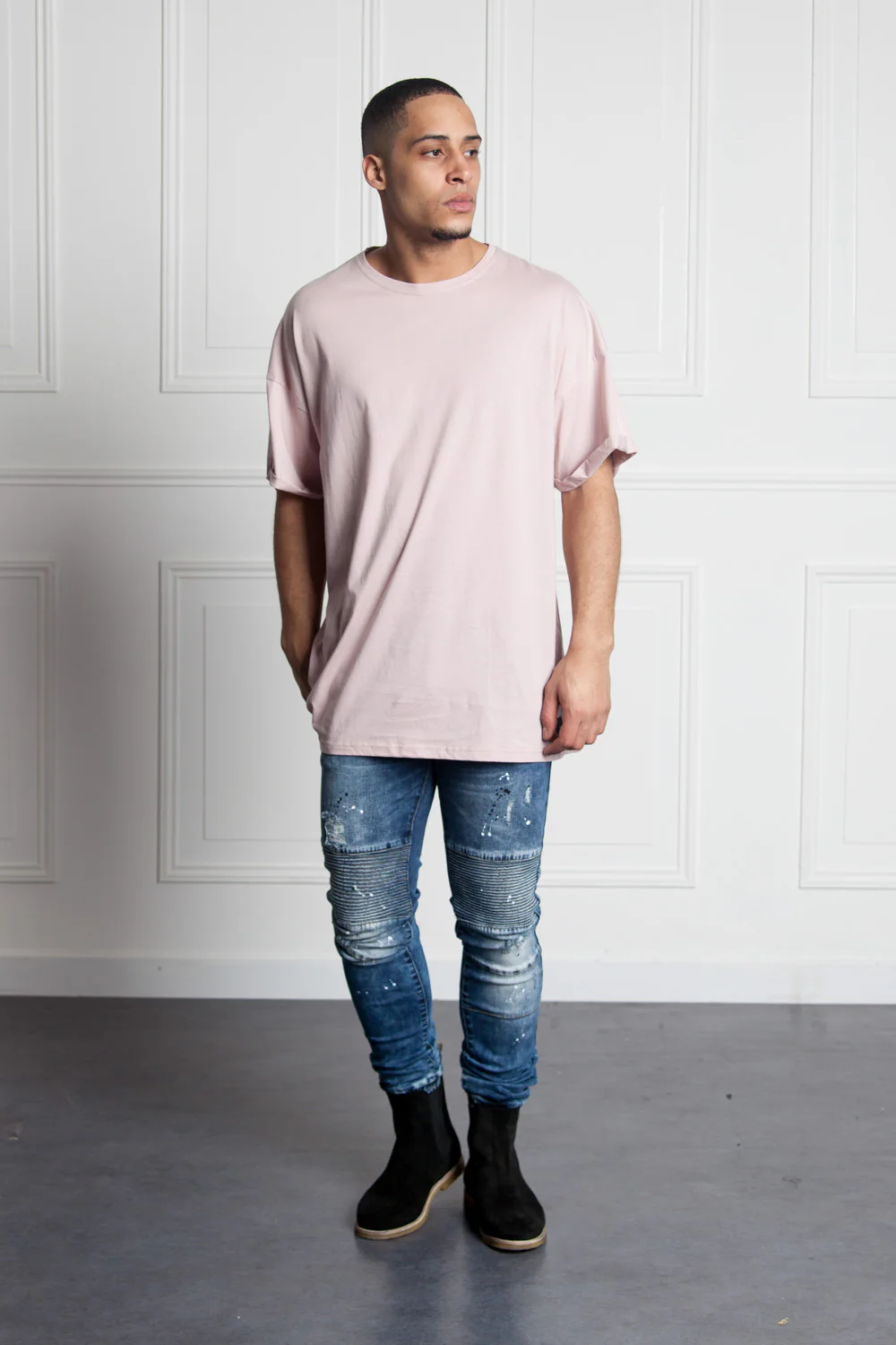 T-shirt épaules tombantes oversize rose M2437VTS - Image 3