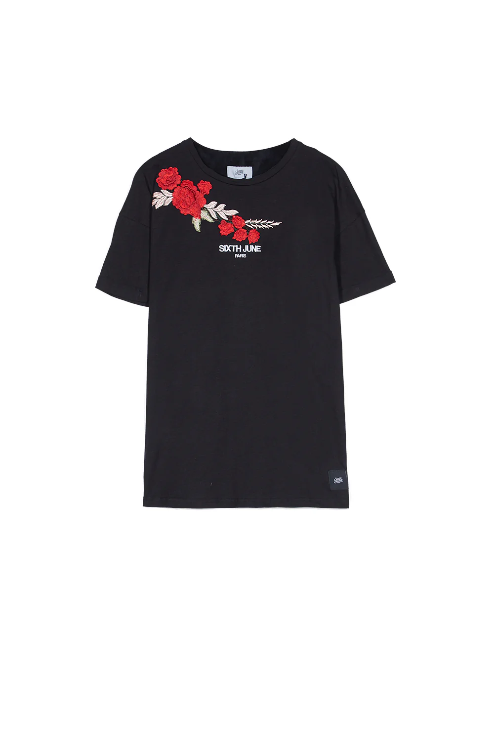 T-shirt brodé fleurs noir - Image 7