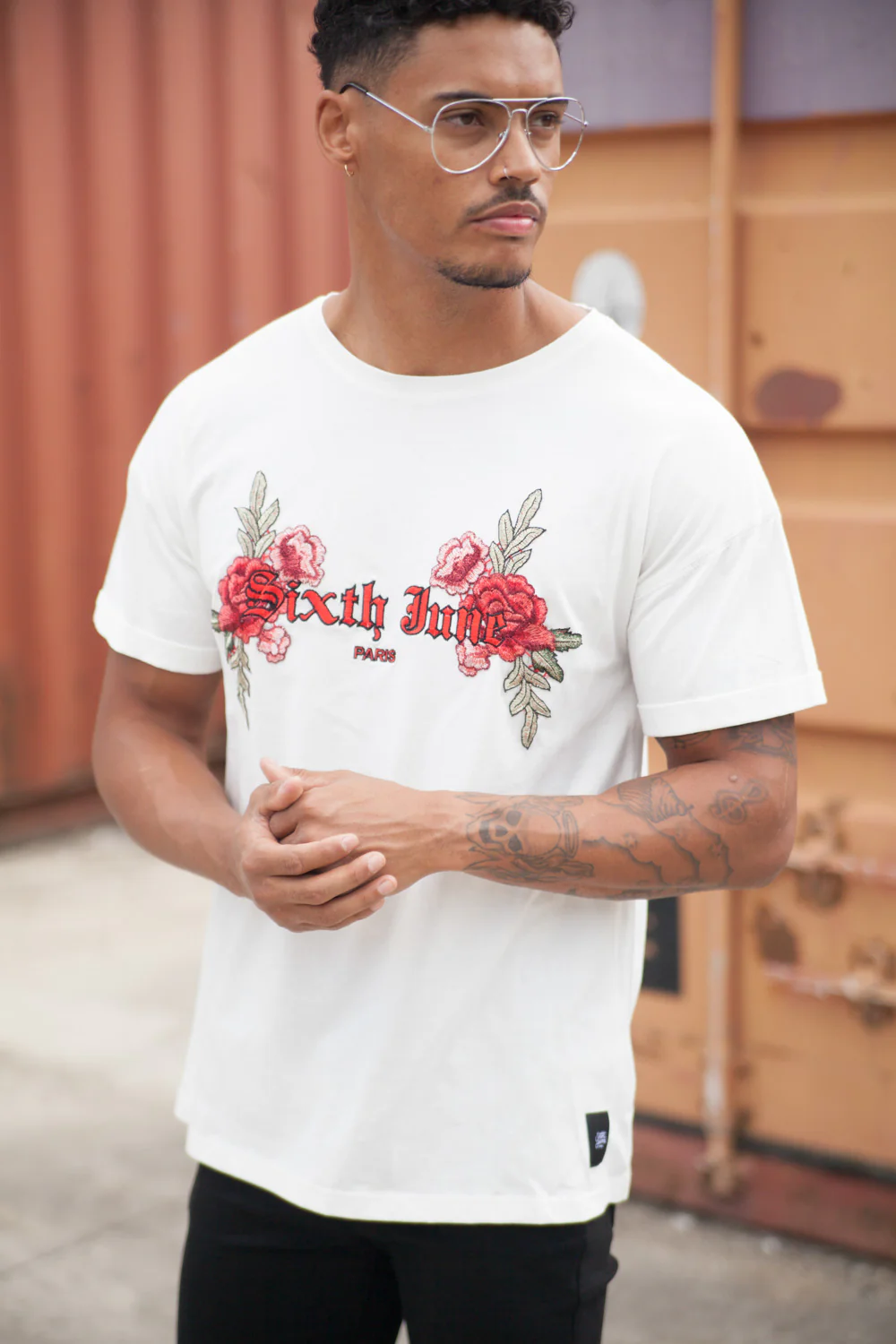 T-shirt brodé roses blanc - Image 3