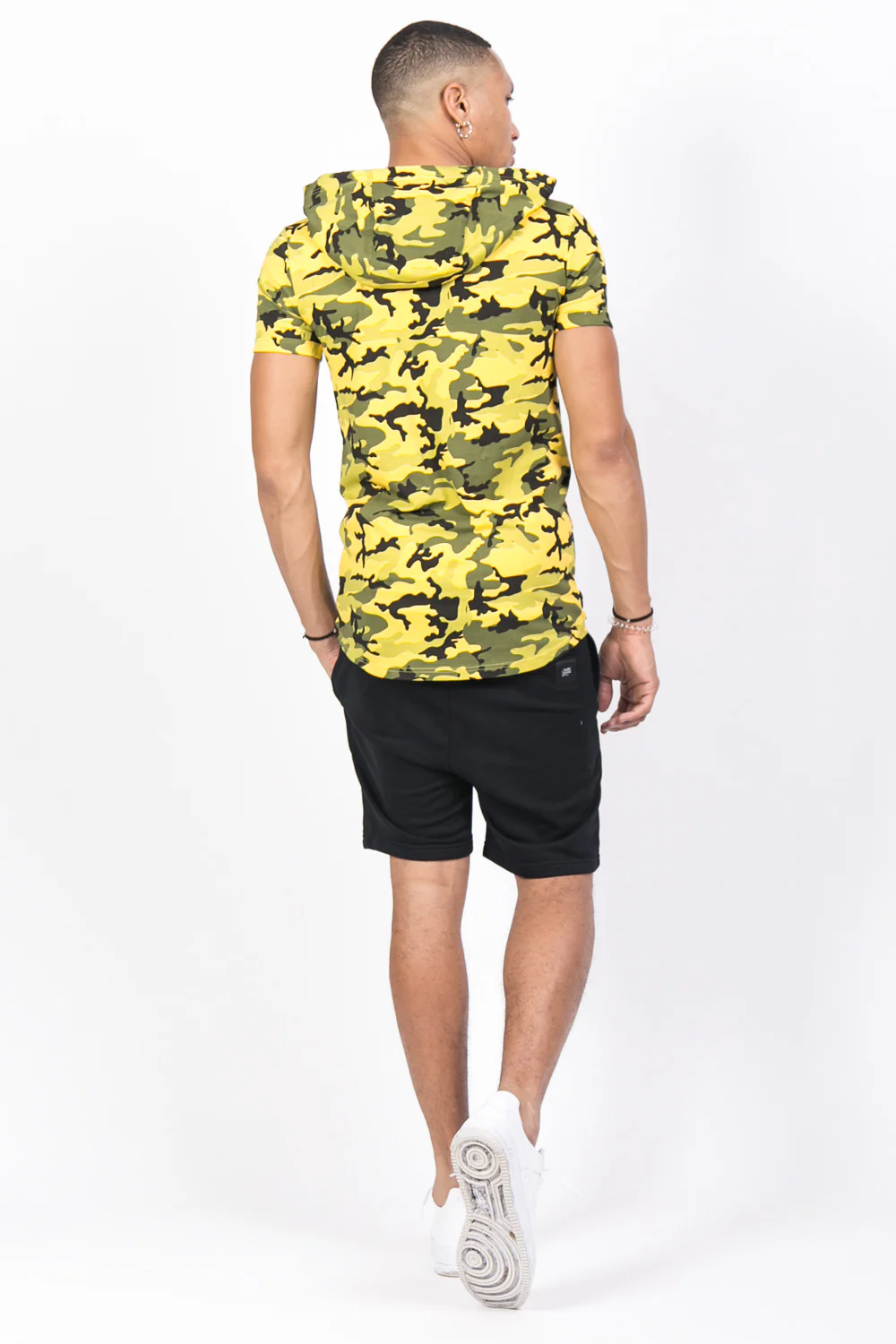 T-shirt camouflage capuche zips jaune - Image 3