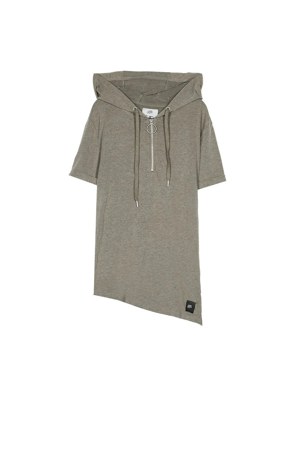 T-shirt capuche asymétrique kaki - Image 4