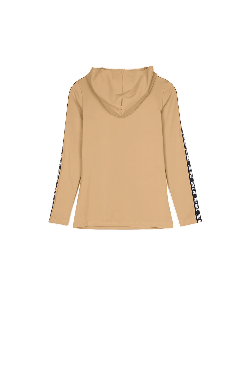 T-shirt capuche manches longues logo beige - Image 5