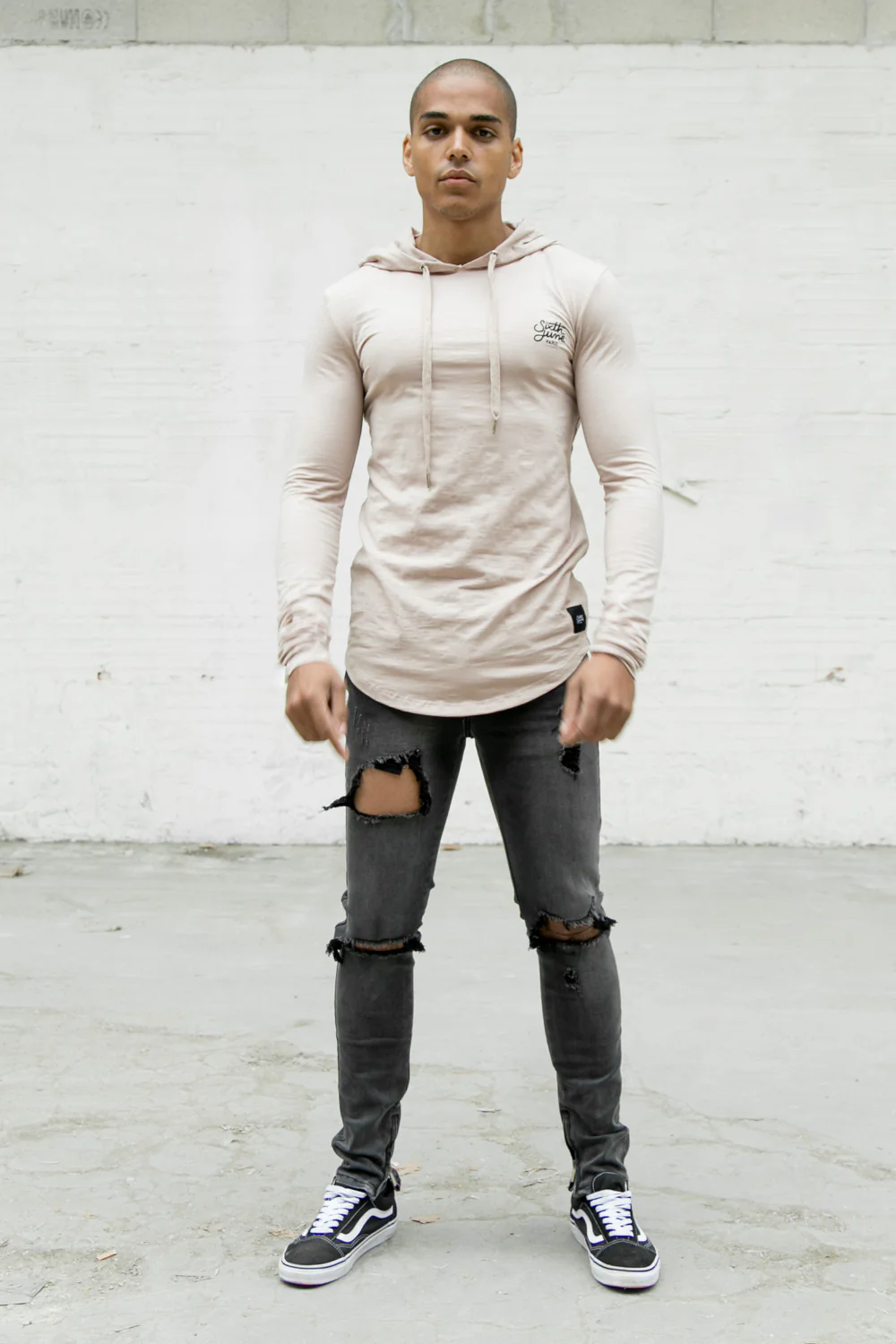 T-shirt capuche moulant logo rose clair - Image 2