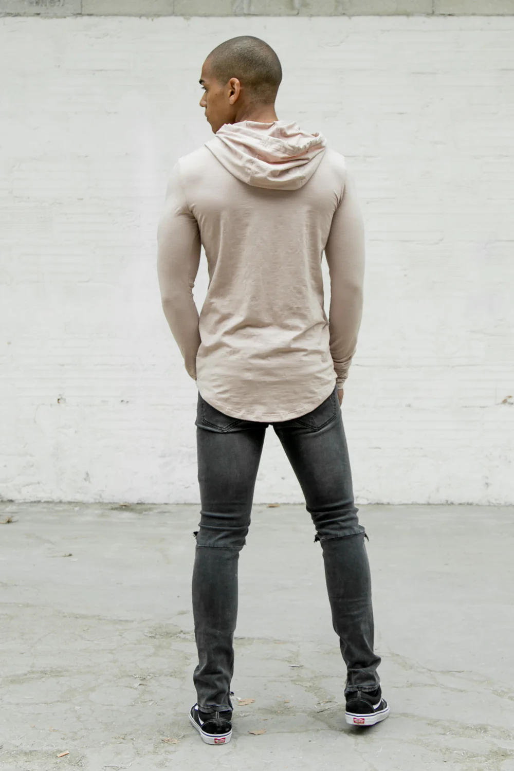 T-shirt capuche moulant logo rose clair - Image 3